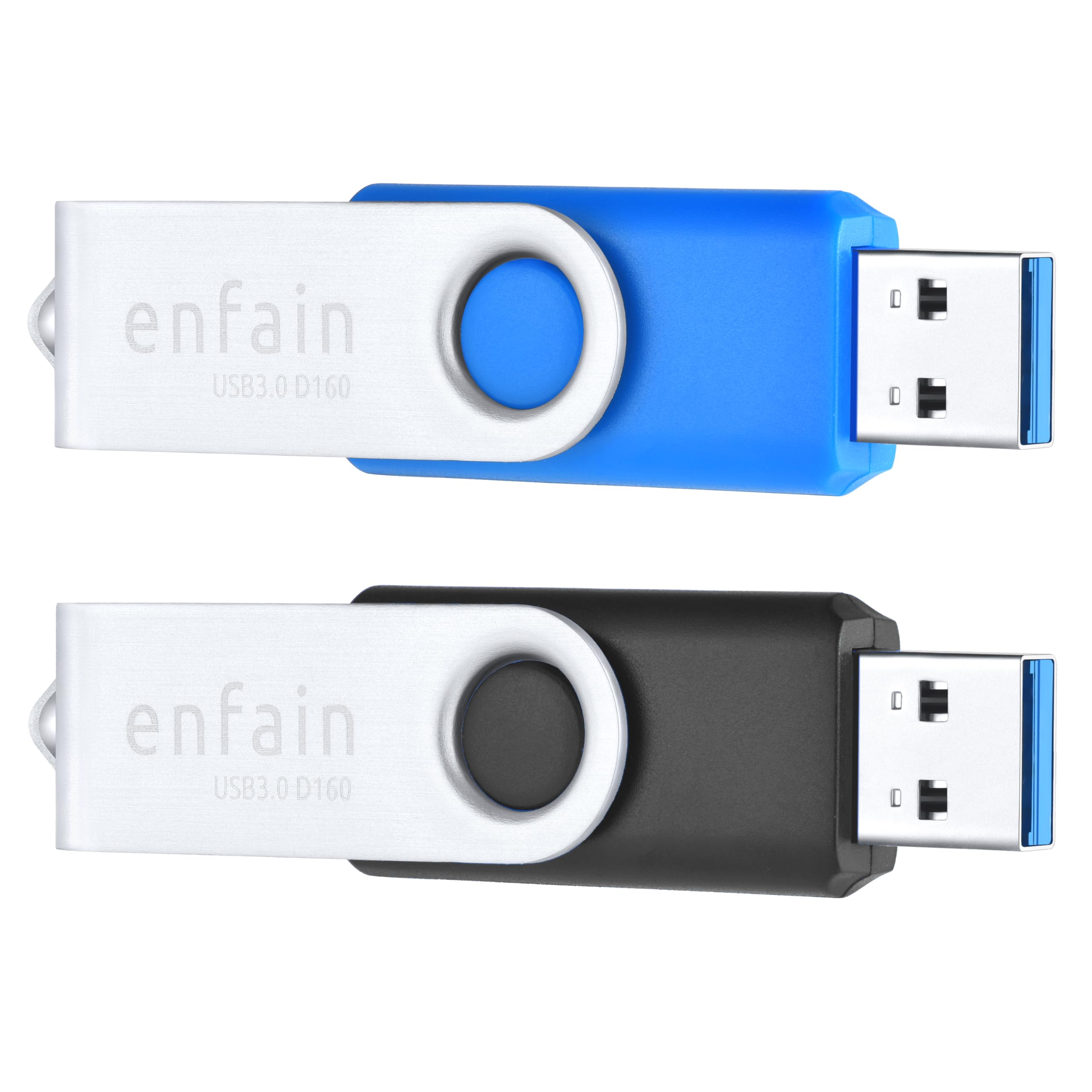 2 Pack Of Enfain Usb 3.0 32Gb Flash Drives In Sleek Black & Blue