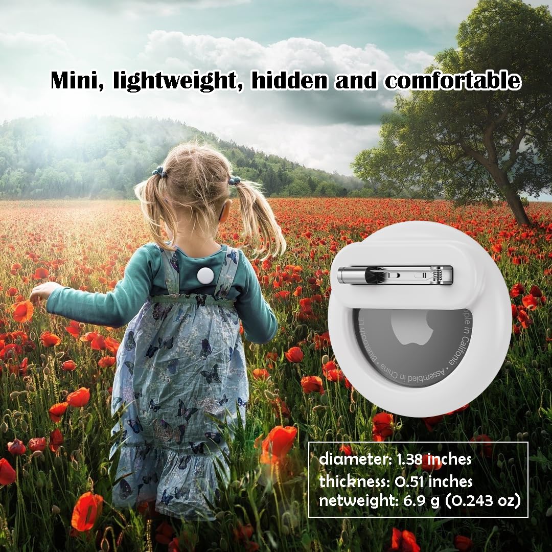 4 Pack Mini Airtag Holder For Kids, Silicone Hidden Airtag Holder With Safety Pin For Clothes, Gps Tracker Case Clip Compatible With Apple Air Tag (Sky Blue, Pink, Black, White)