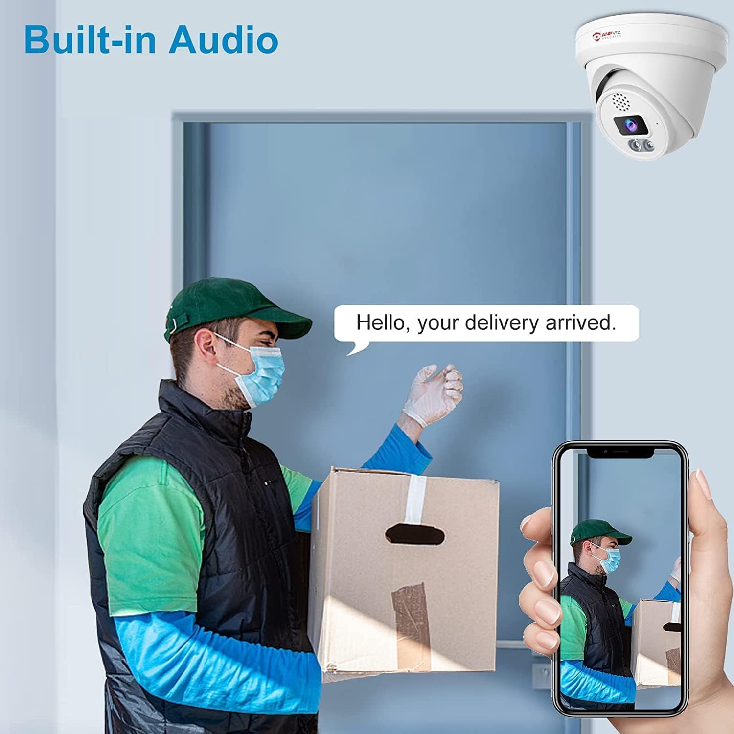 Anpviz 4K Ip Poe Camera, Poe Turret Security Camera Outdoor With Built In Mic& Speaker, Human Vehicle Detection, 100Ft Smart Col