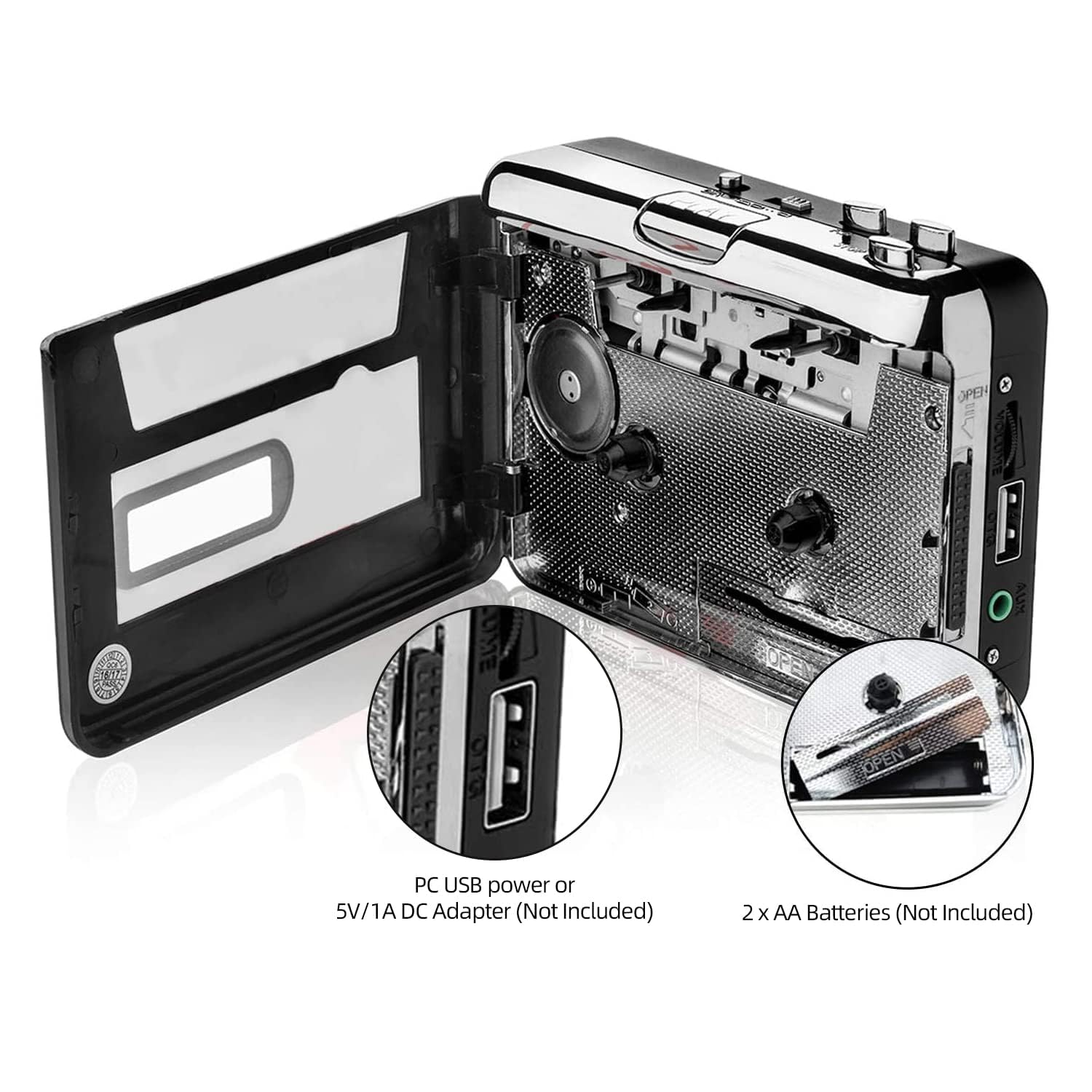 Reshow Portable Cassette Player, Best Overall Standalone Usb Cassette To Mp3 Converter, Audio Music Cassette Tape To Digital Con