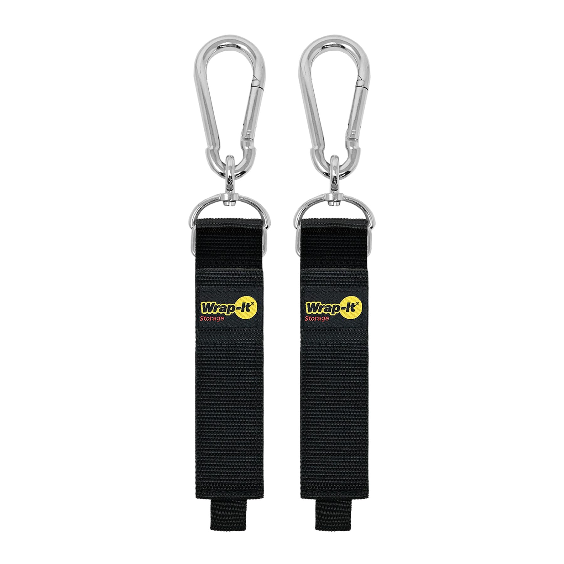 Hook 'N Hang Wrap It Storage Straps   18'' (2 Pack) Black   Carabiner Straps To Use As Extension Cord Holder Heavy Duty Straps W
