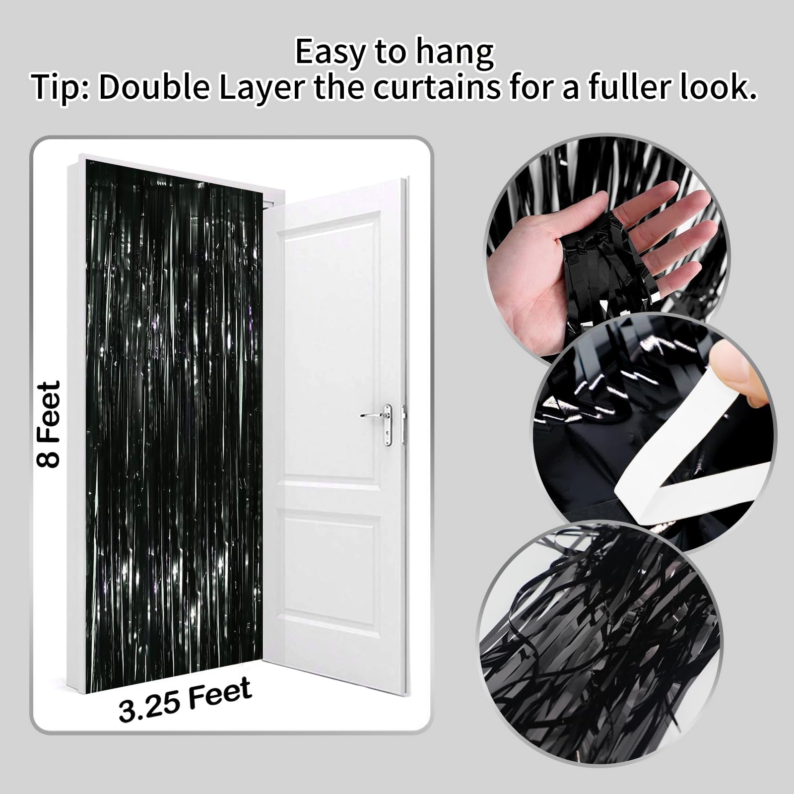 Black Streamers For Black Party Decorations Sinbee Black Foil Fringe Curtain Black Birthday Decorations Black Fringe Backdrop Fo