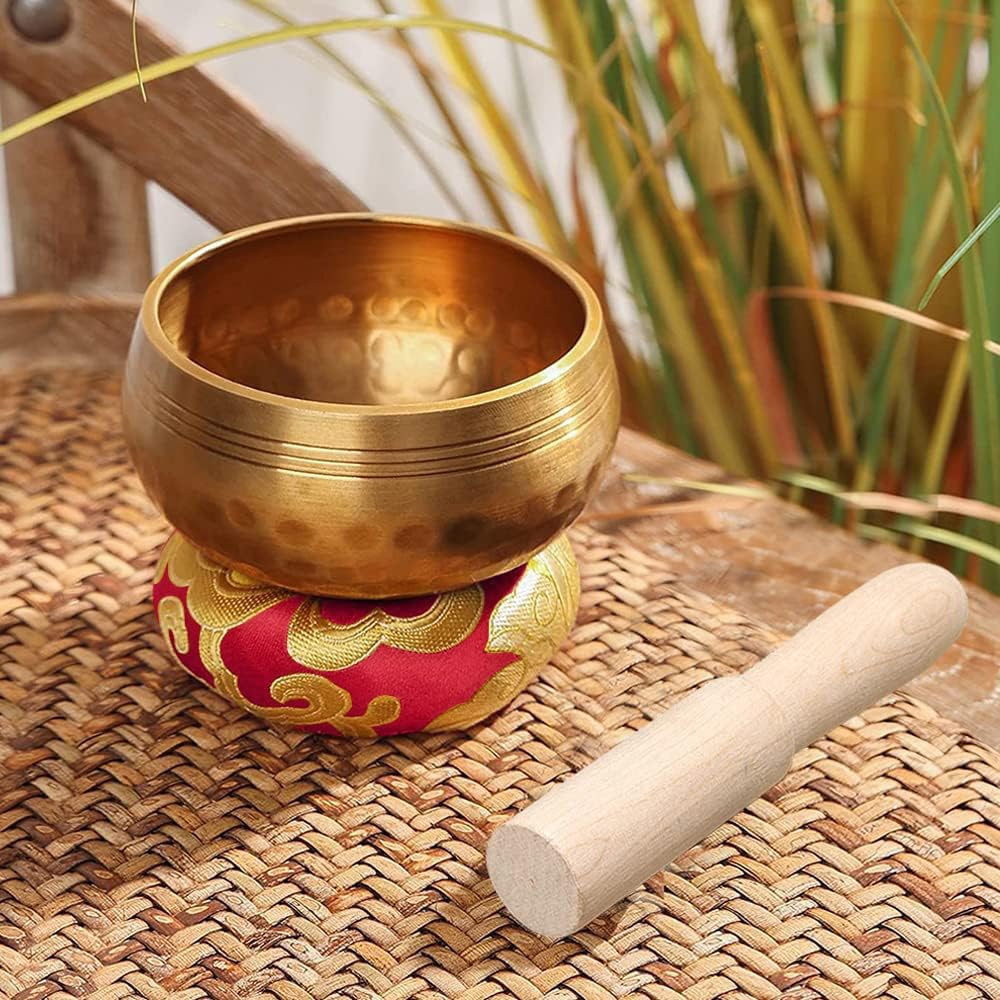 Tibetan Singing Bowl Set   Meditation Sound Bowl Cushion With Wooden Striker For Yoga, Meditation & Relaxation, Mindfulness,Chak