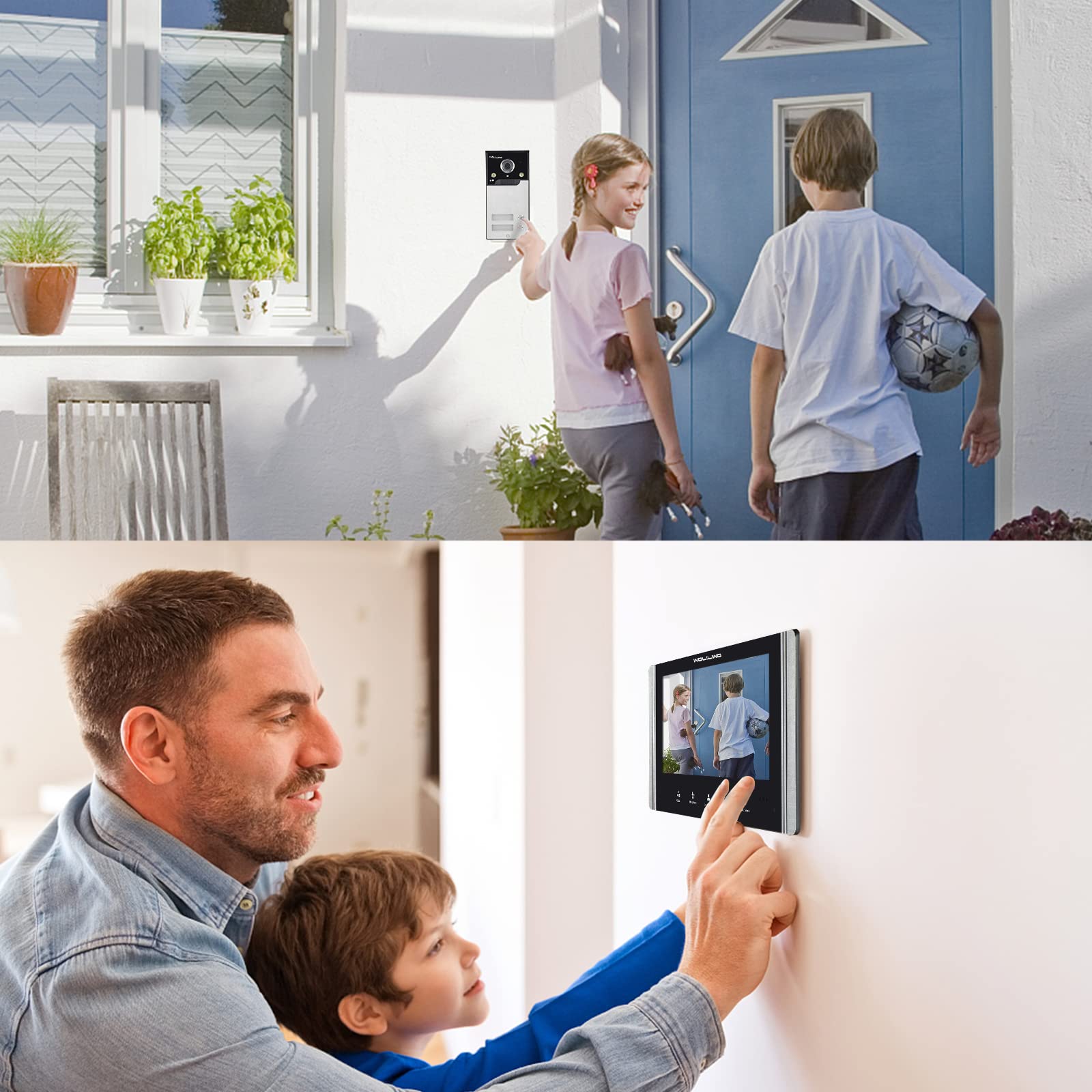 Woliliwo Wired Video Intercom System, 7 Inch Ring Video Doorbell With Ir Night Vision Support Remote Unlock, Dual Way Intercom F