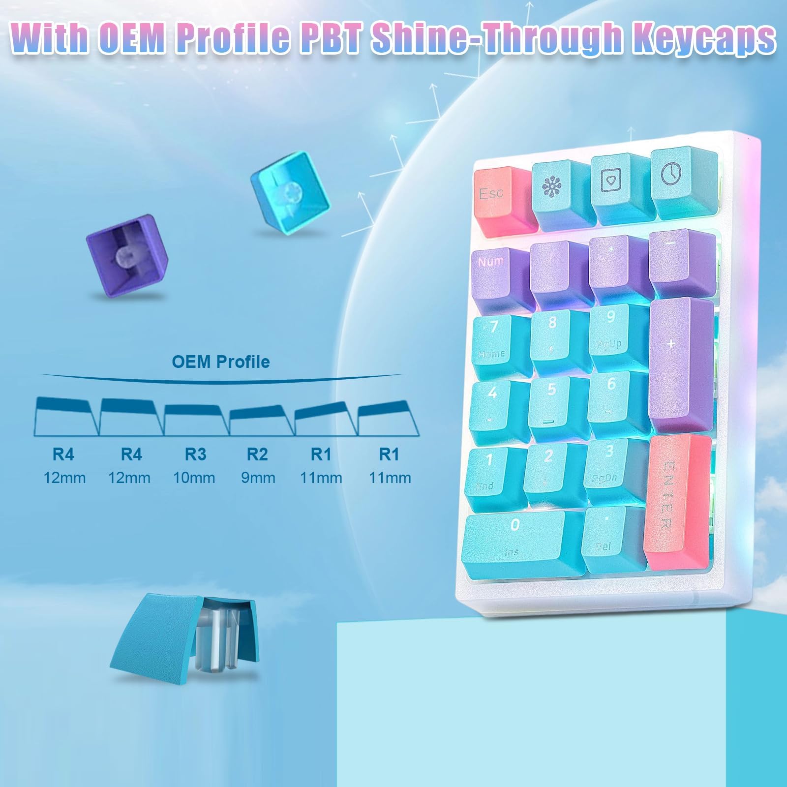 Boyi Td21 Hot Swappable Numpad,Bluetooth 5.0/2.4Ghz/Wired 21 Keys Mini Numpad Portable Keypad Number Pad Keyboard Pbt Keycaps Rg