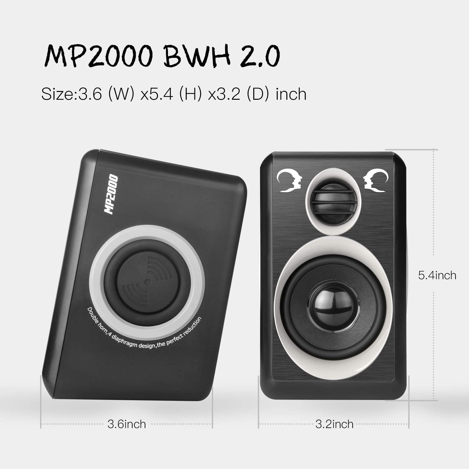 Reccazr Computer Speakers With Surround Sound 2.0Ch Usb Wired Powered Multimedia Speaker For Desktop/Tv/Pc/Laptops/Smart Phone B