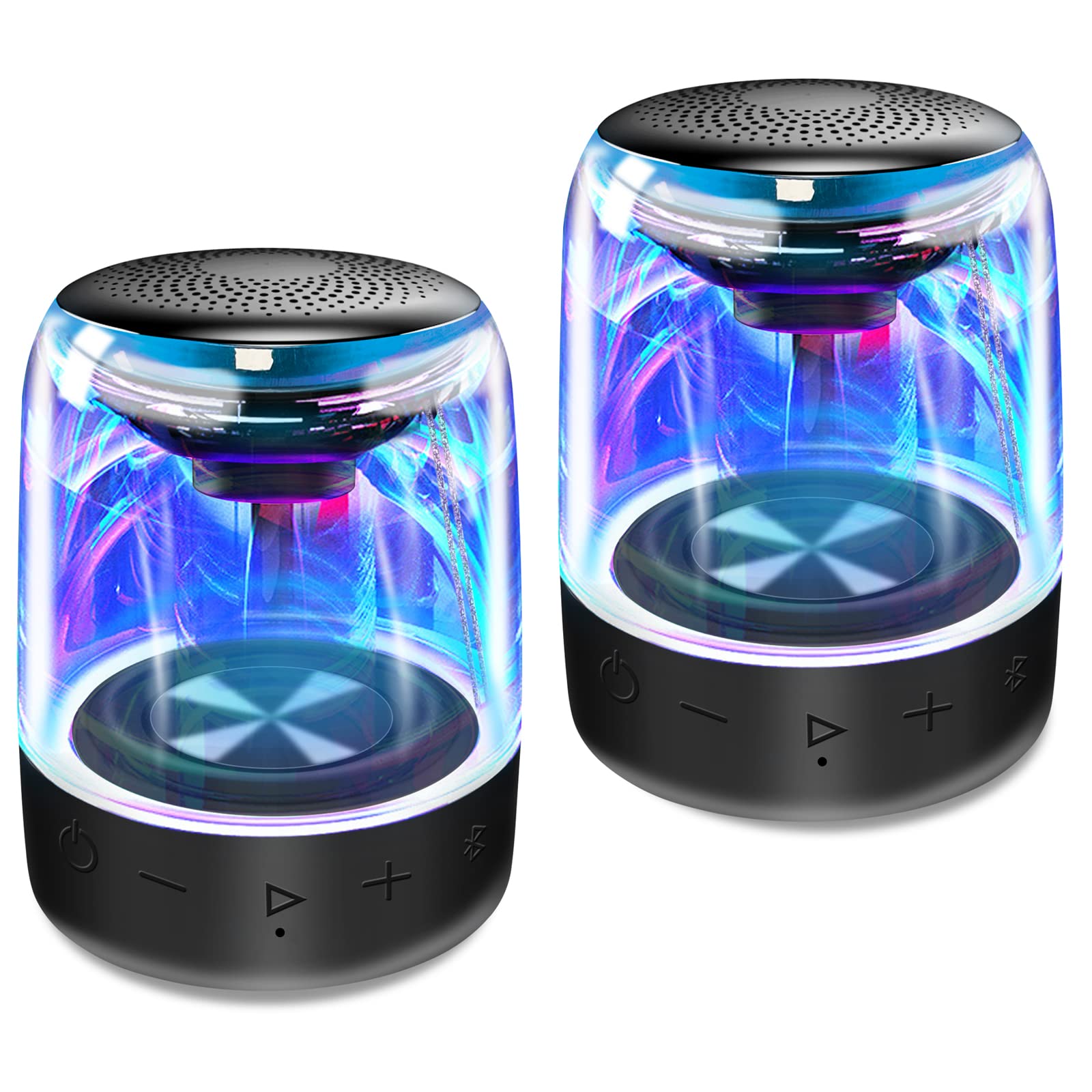 Megatek Portable Bluetooth Speakers (2 Pack) � True Wireless Stereo (Tws) Pair, Vibrant Led Lights, 360� Hd Sound, 12 Hour Playtime, Ipx5 Waterproof � Perfect For Home, Parties, Outdoors, And Travel