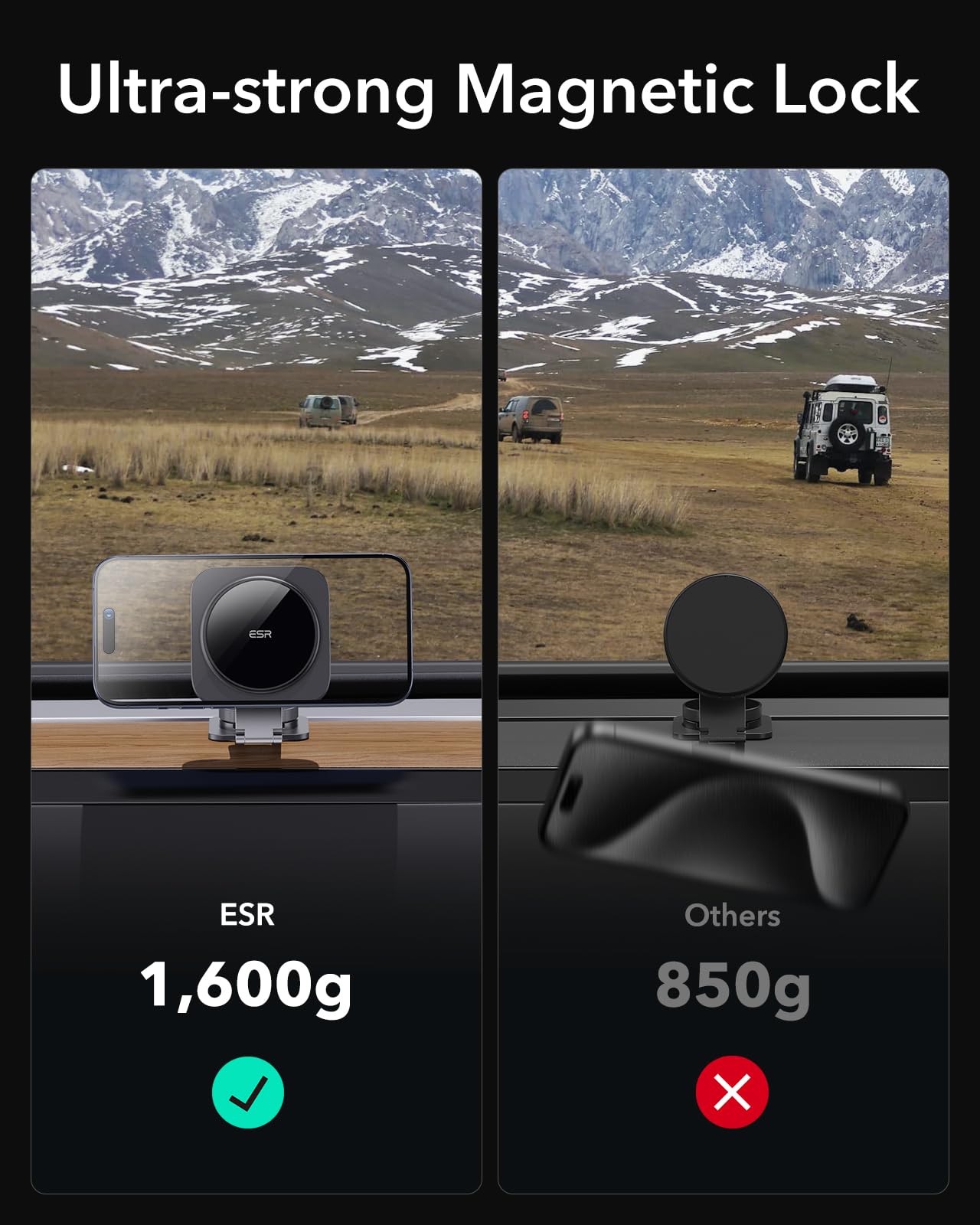 Esr For Qi2 15W Magsafe Car Mount Charger, Qi2 Certified Foldable Dashboard Wireless Car Charger, Tesla Touchscreen Magnetic Pho