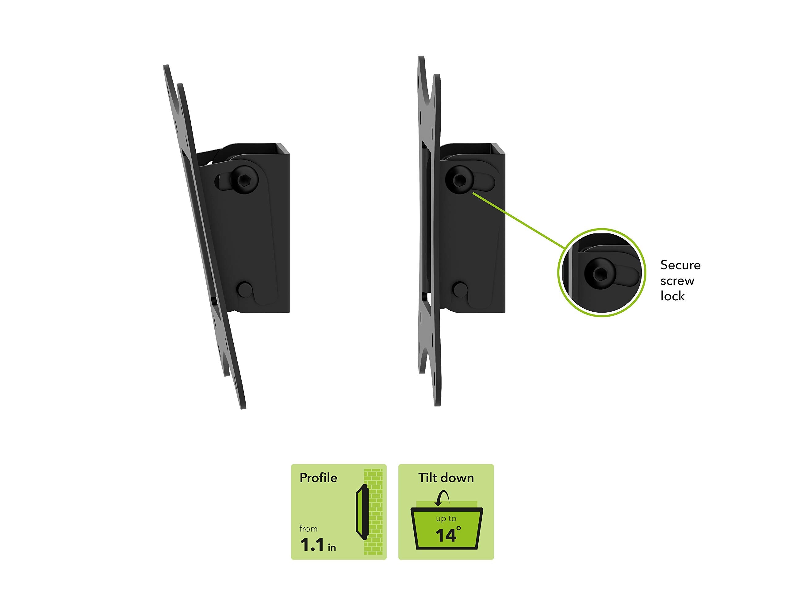 Avf El101B A Adjustable Tilt Low Profile Tv Mount For 12 Inch To 25 Inch Tv Or Monitor, Black, Universal Tv Wall Mounting Bracket, Vesa 50 X 50 To 100 X 100, Easy To Install, All Hardware Included