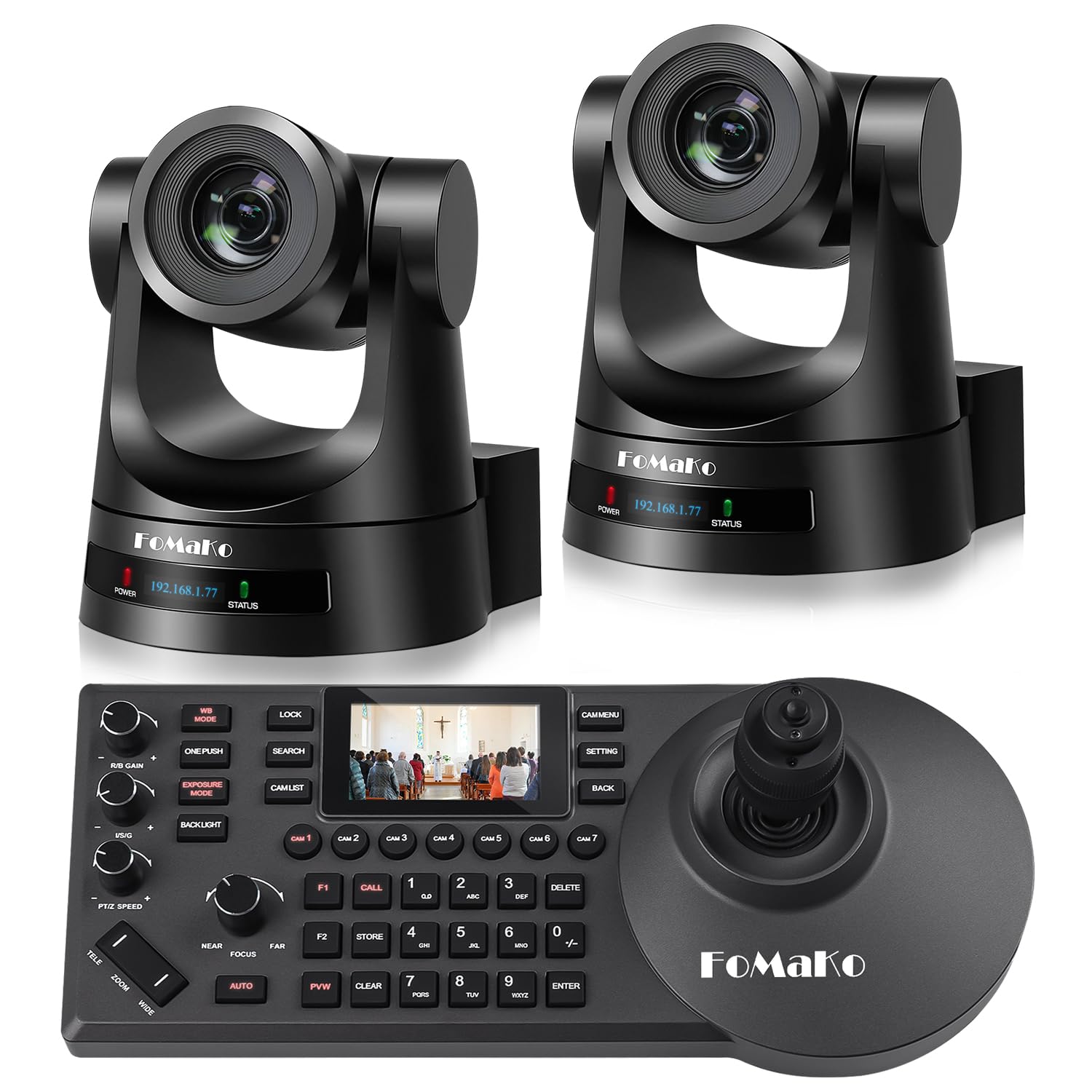 FoMaKo PTZ Camera 30X Bundle HDMI 3GSDI IP PoE HDMI PTZ Camera for Church Worship(2pcs) PTZ Controller PoE IP PTZ Camera Contro