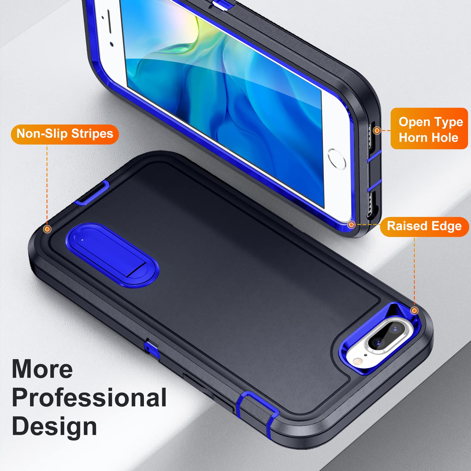 Idweel Iphone 8 Plus Case,Iphone 7 Plus/Iphone 6S/6 Plus Case With Build In Kickstand,Heavy Duty Protection Shockproof Anti Scra