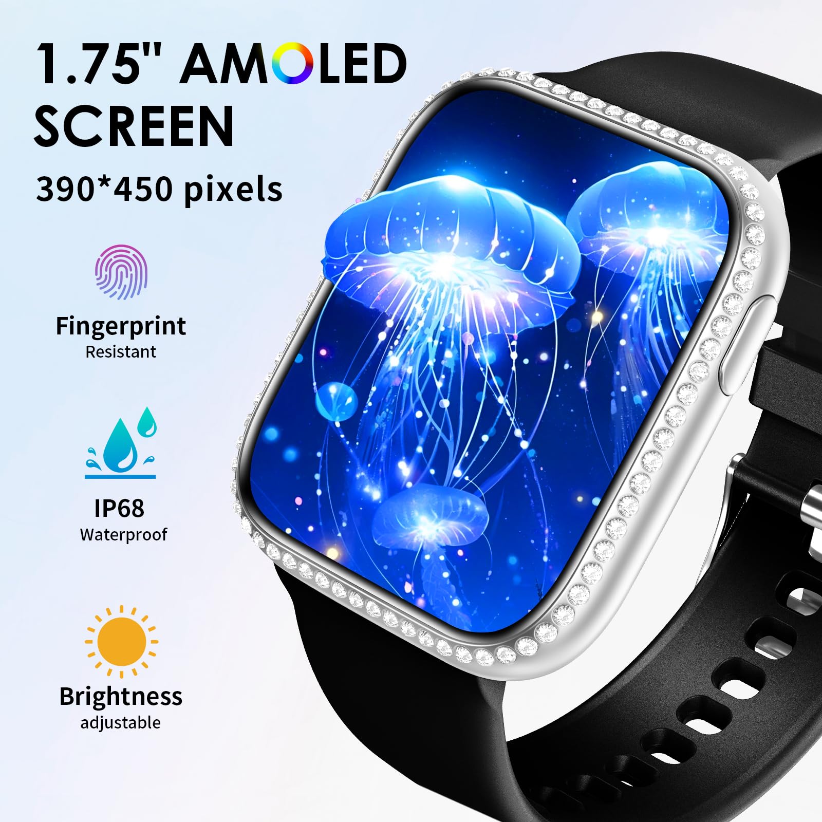 Aiyaaiya Smart Watch For Women, 1.75 '' Amoled Fitness Tracker For Android Ios, Answer/Make Call With Heart Rate Sleep Monitor 1