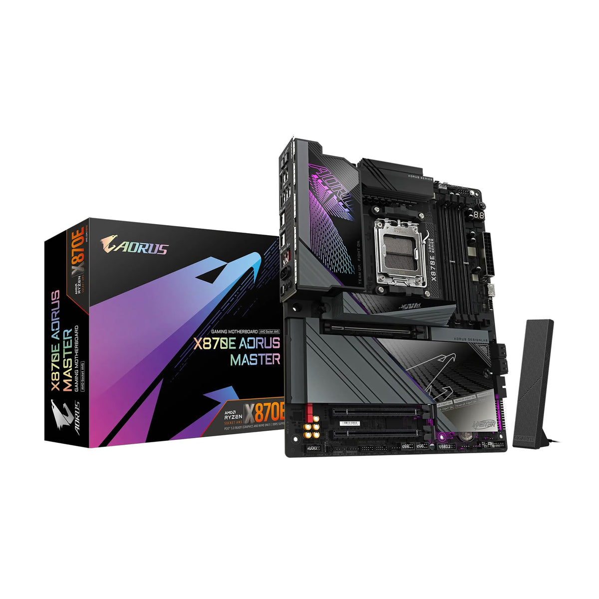 Gigabyte X870E Aorus Master Amd Am5 Lga 1718 Motherboard, Atx, Ddr5, 4X M.2, Pcie 5.0, Usb4, Wifi7, 5Gbe Lan, Ez Latch, 5 Year W