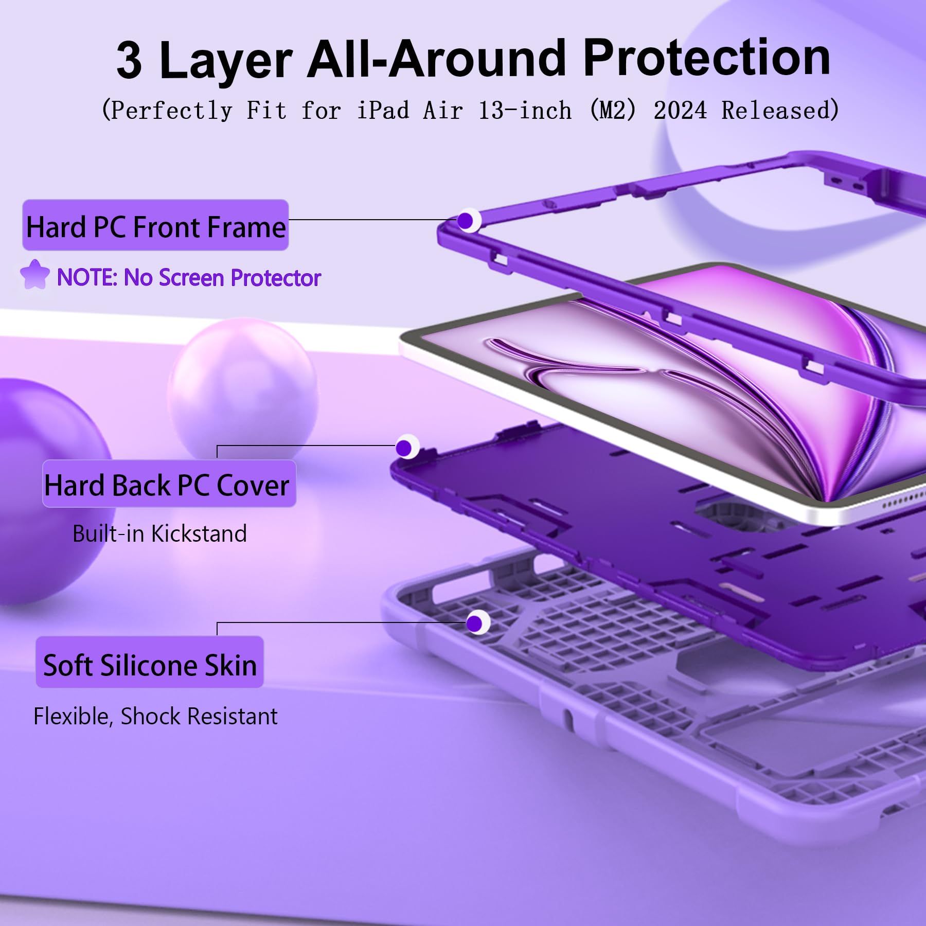 Ccmao Case For Ipad Air 13 Inch (M2) 2024, Ipad Air 13 Inch Case With Kickstand And Pencil Holder For Pencil Pro/Usb C, Heavy Du