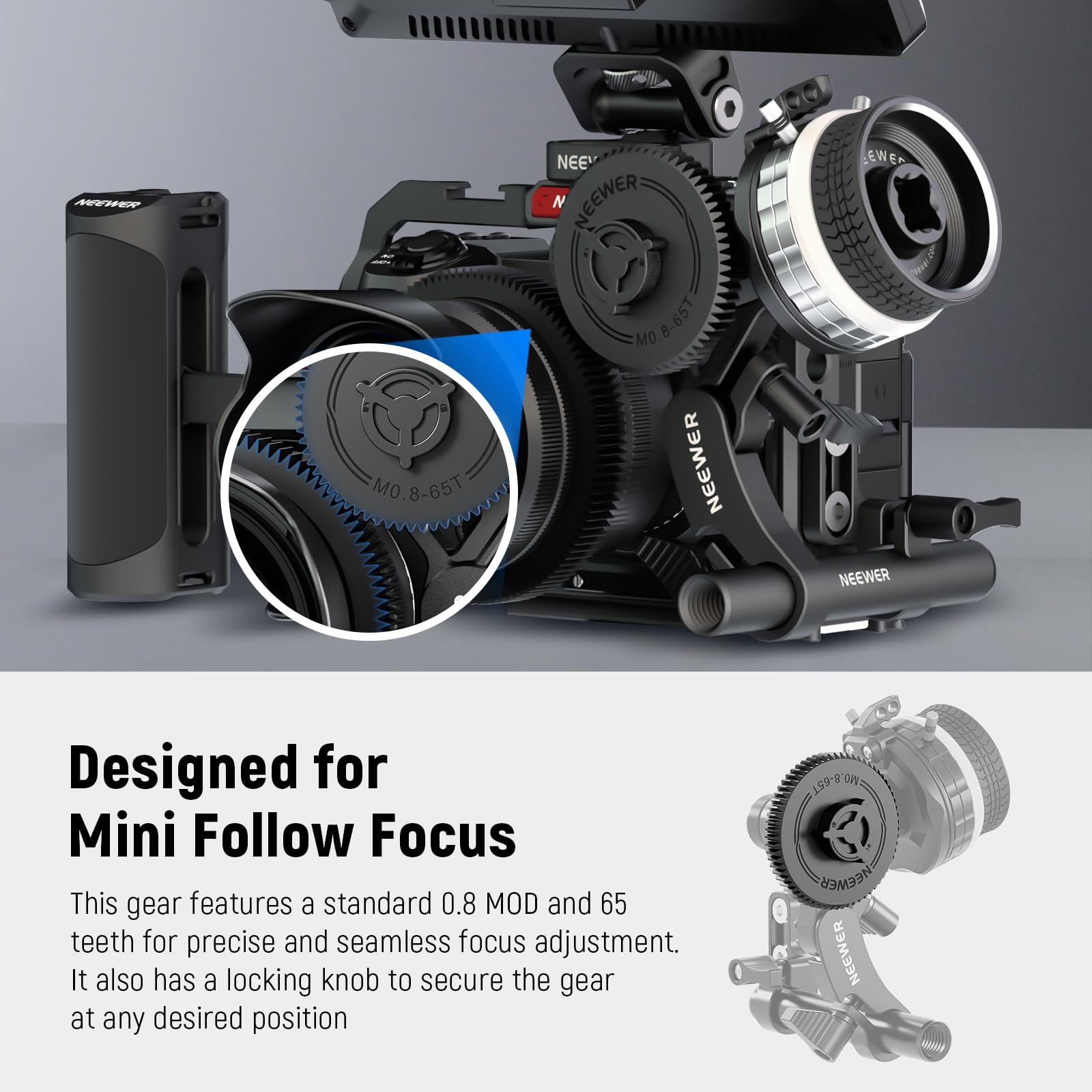 Neewer M0.8 65T Gear For Follow Focus, Standard 0.8 Mod And 65 Teeth Compatible With Smallrig Follow Focus And Neewer Mini Follo