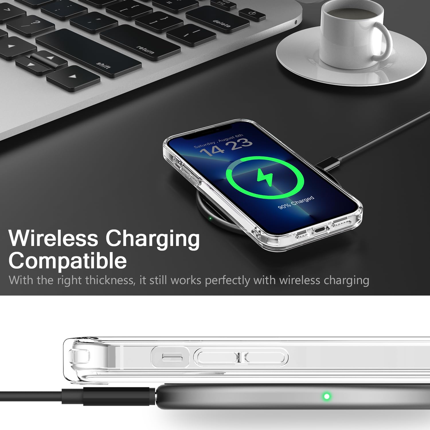 Bicol Case For Iphone 15 Pro With Screen Protector, Enhanced Camera Protection - Wireless Charging - Slim Shockproof Protective