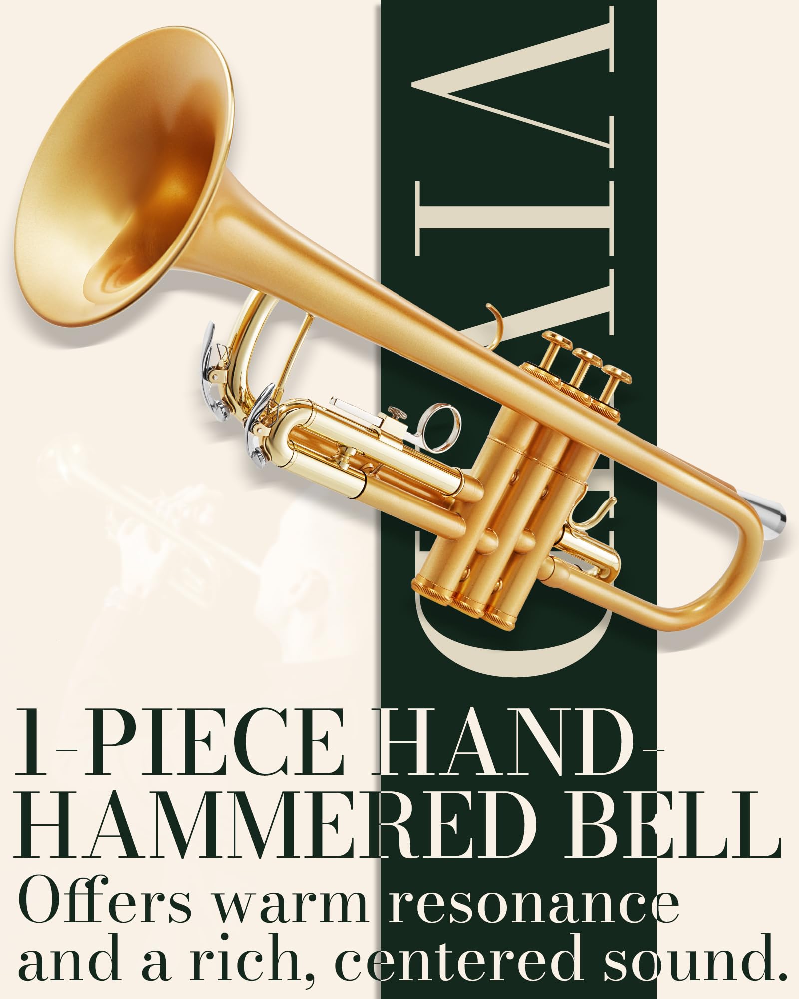 Aklot Weighted Leadpipe Bb Trumpet: Electroplated Nickel Pistons, Brushed Matte Gold, Leather Finger Guard, Weighted And Standar