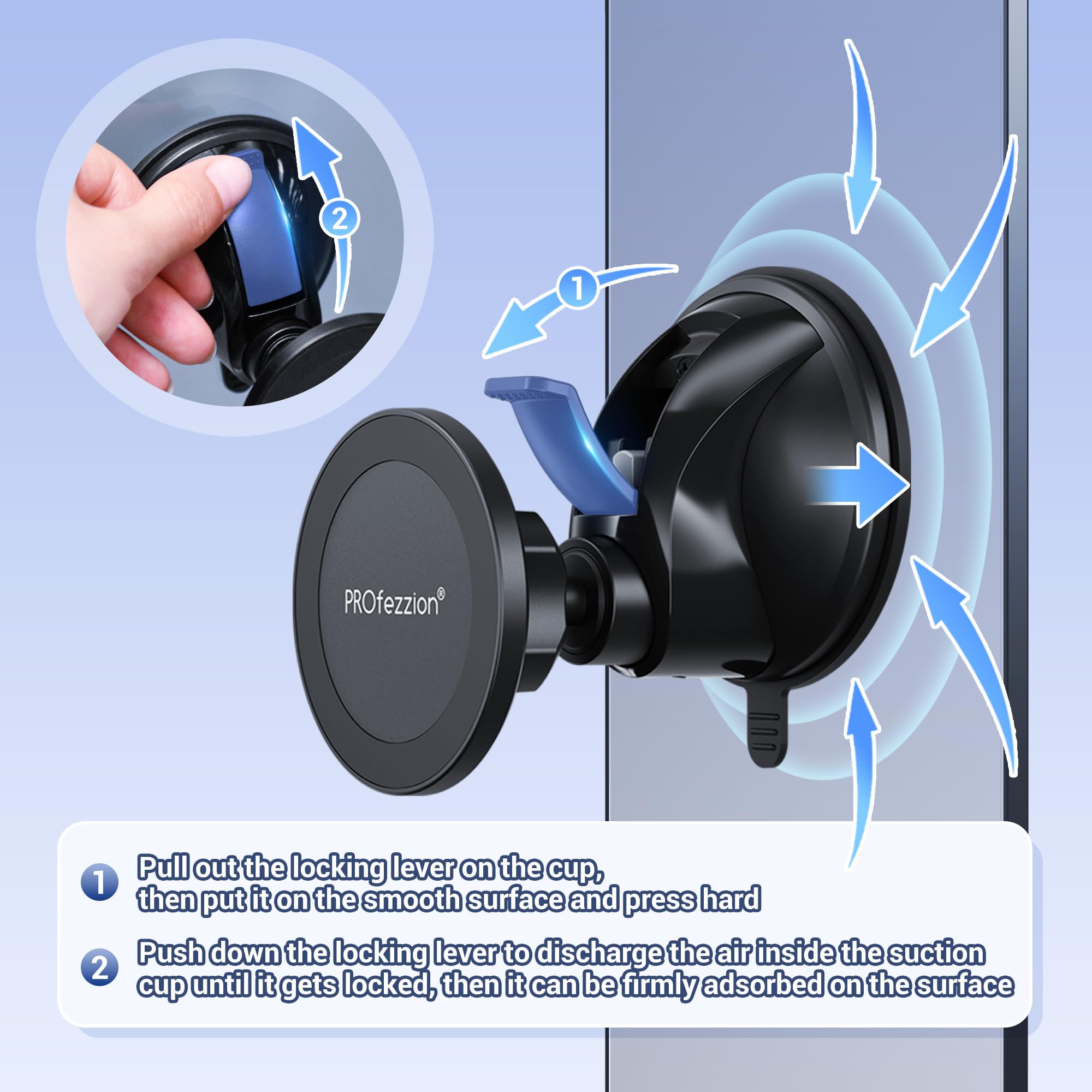 Profezzion Magnetic Shower Mirror Phone Holder Reusable Suction Cup Phone Mount Compatible With Iphone 16 15 14 13 12 & All Phon
