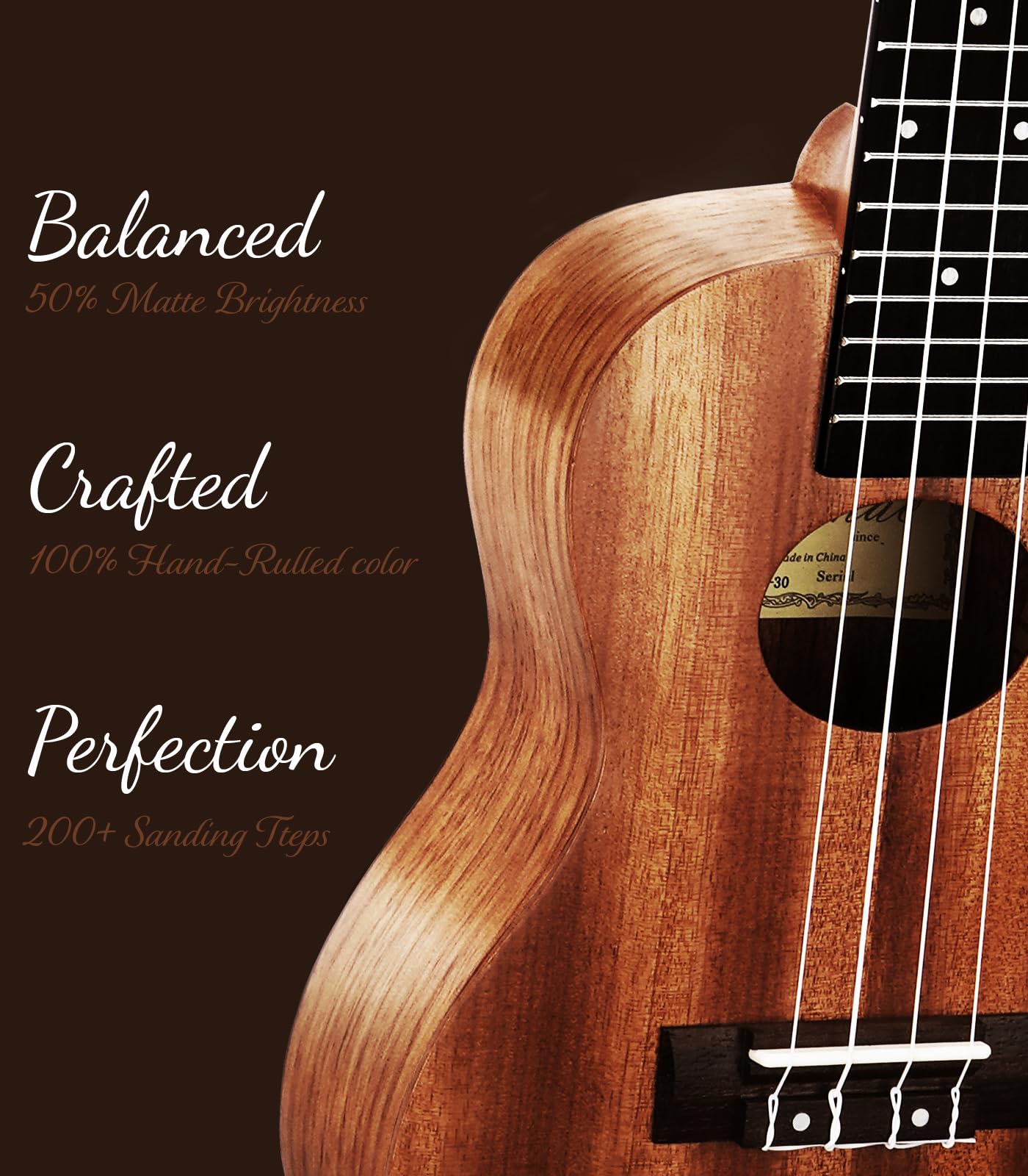 Ulumac Concert Ukulele, Solid Mahogany 23Inch Ukelele For Adults Kids Beginner With Gig Bag, Digital Tuner, Replacing Strings, 3