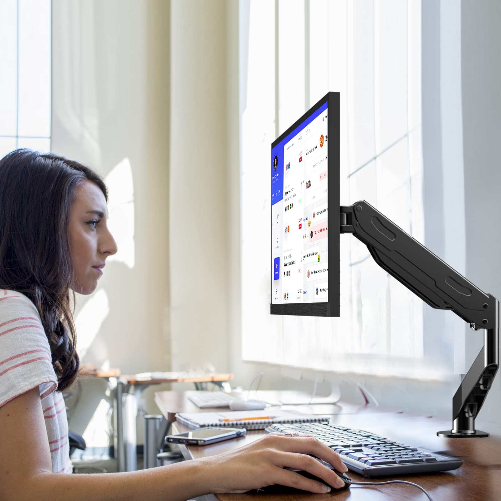 Gas Spring Monitor Arm, Single Monitor Mount, Single Monitor Arm, Single Monitor Desk Mount, Vesa Mount, Computer Monitor Stand,