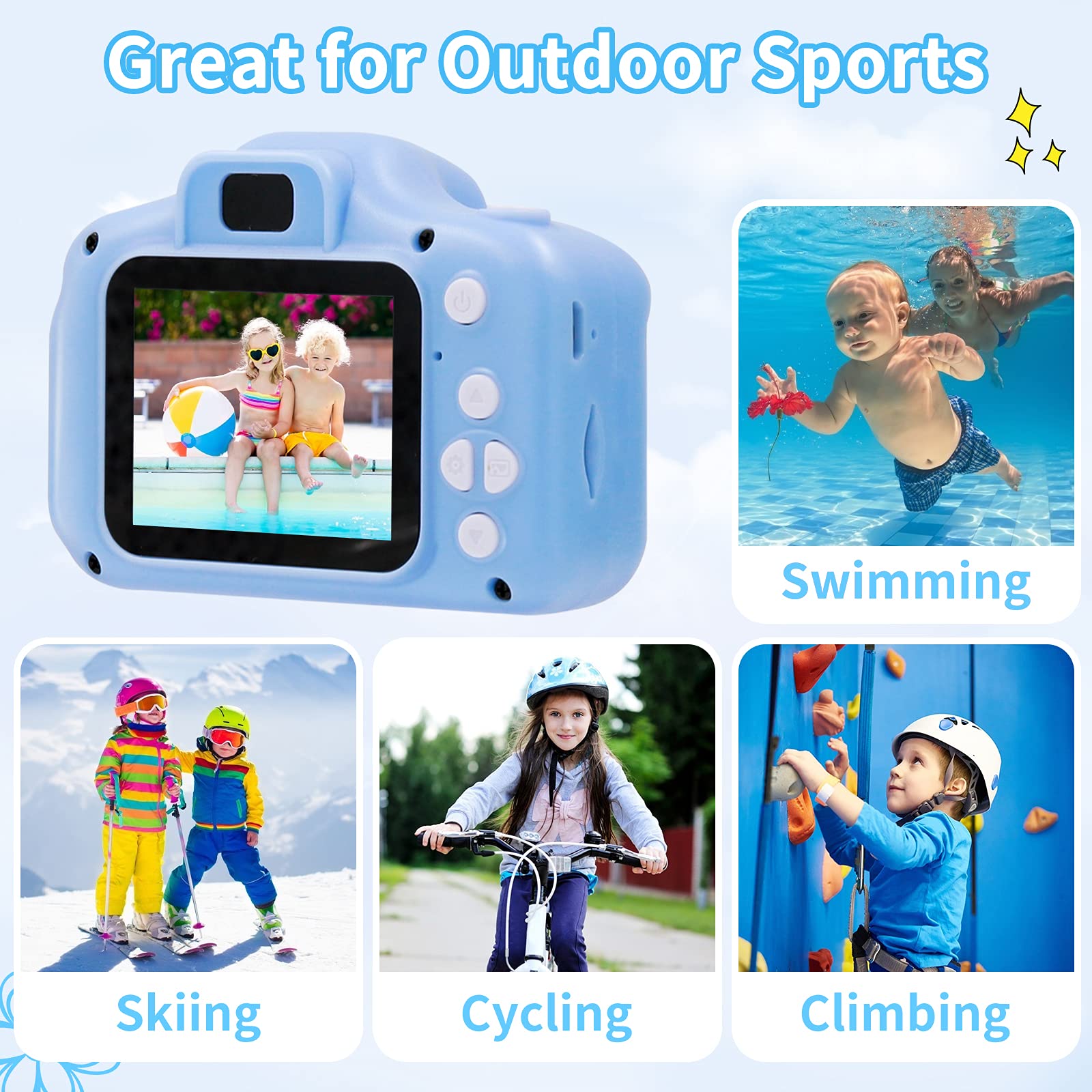 Kids Camera Waterproof Underwater Camera For 3 12 Year Old Boys Girls 2 Inch Ips Screen 1080P Hd Digital Kids Video Camera Indoo