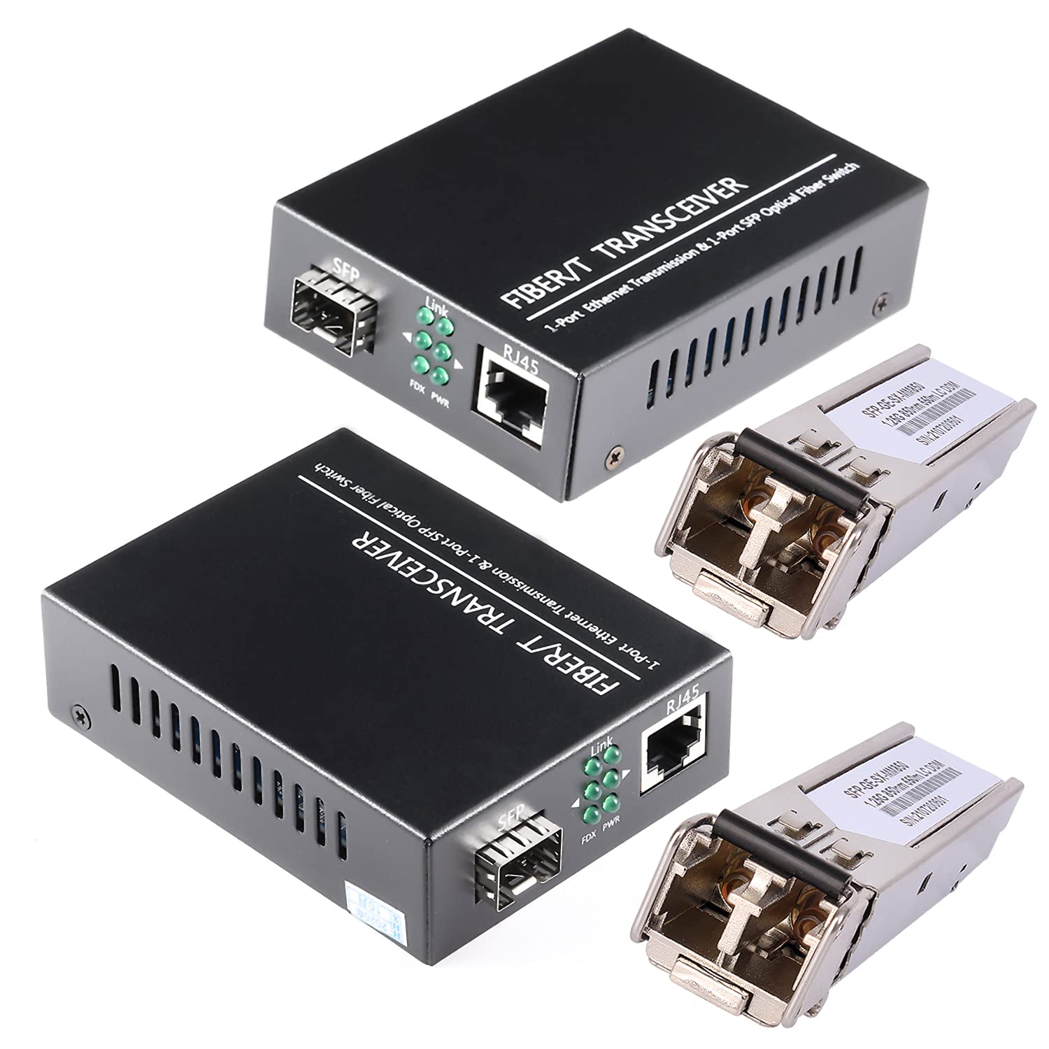 A Pair Of 1.25G/S Bidi Gigabit Multi Mode Fiber Ethernet Media Converter With 2Pcs Bidi Sfp Lc Dual Transceiver Module Included, 10/100/1000Base Tx To 1000Base Sx Smf Rj45 To Sfp Slot Up To 550M