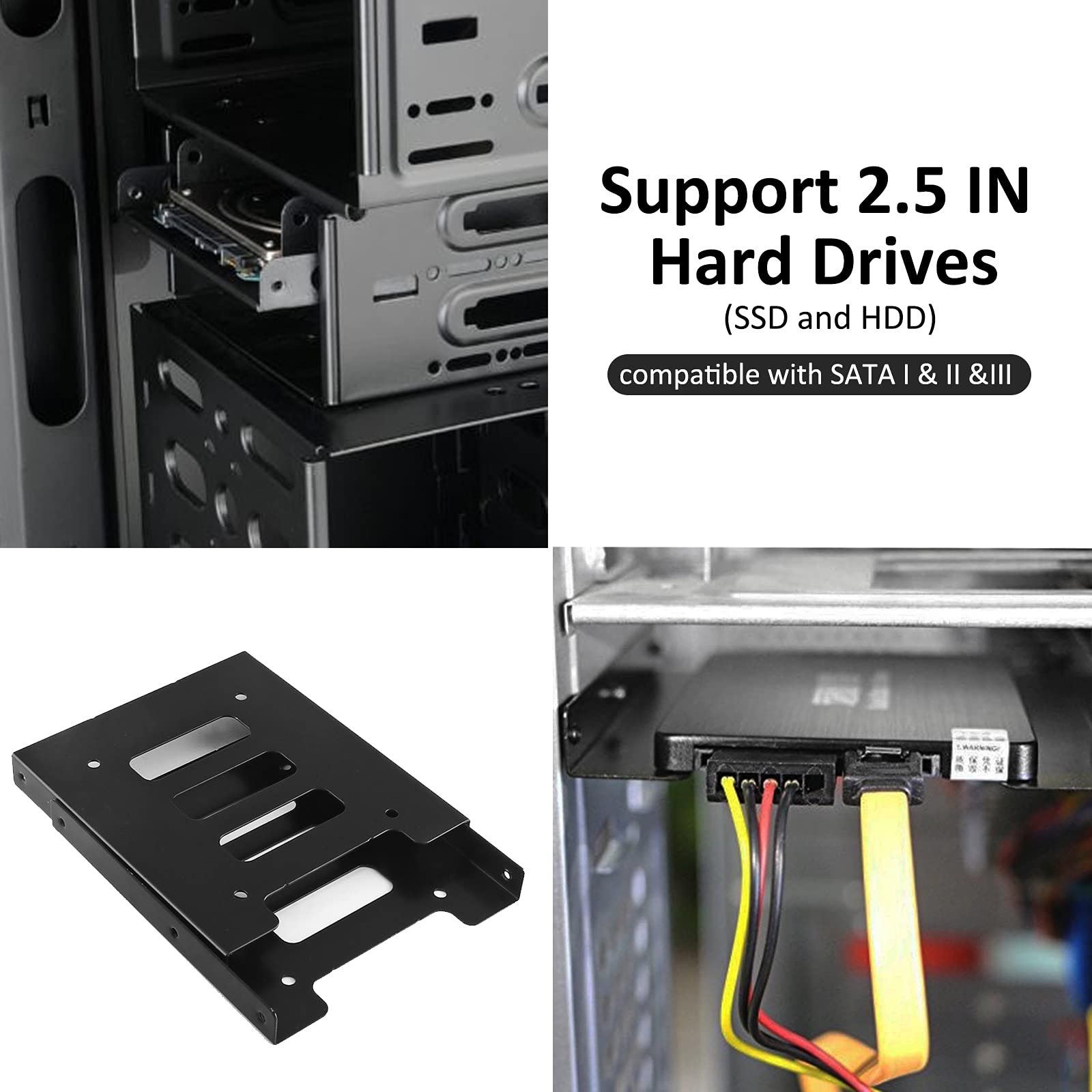 Suiwotin 4Pcs Ssd Bracket 2.5 To 3.5 Adapter, Ssd Hdd Hard Disk Drive Bays Holder, Ssd Mounting Bracket Kit Metal Mounting Brack