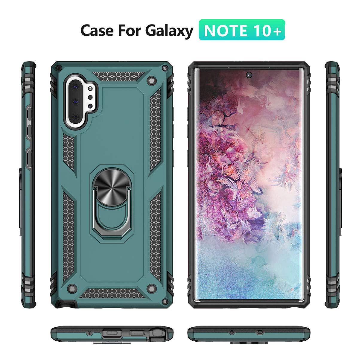 Addit Note 10 Plus Case,Note 10+ Case, [Military Grade ] Shock Absorption Bumper Cover Anti Scratch Case With Ring Car Mount Kic