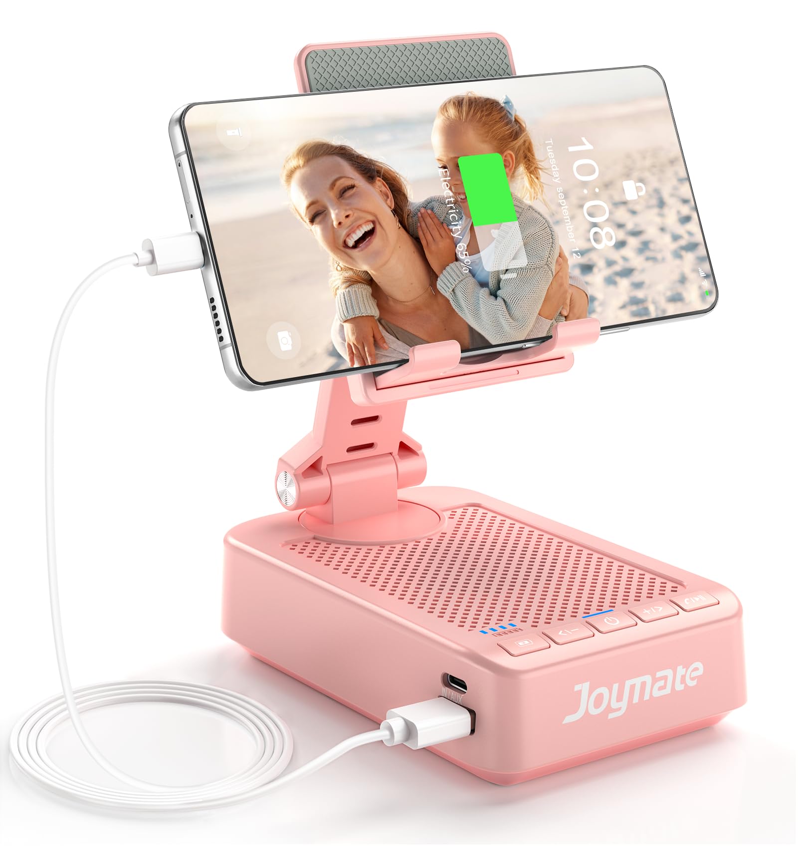Joymate Gifts for Men Women, Phone Stand with Bluetooth Speaker and Charging Function 360 Rotable Angel Adjustable Cell Phone Ho