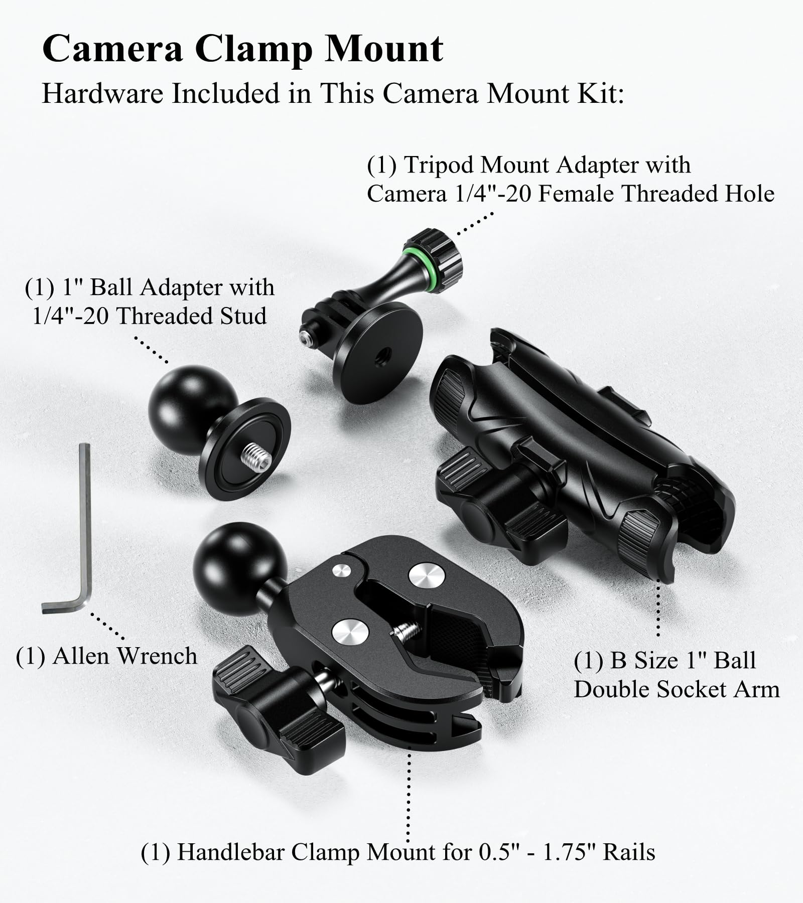 Brcovan Super Clamp Camera Mount With 1'' Ball Head 3.54'' Magic Arm, With 1/4' 20 Screw Tripod Mount Adapter, For Action Camera, Camcorder, Monitor, Led Lights And More