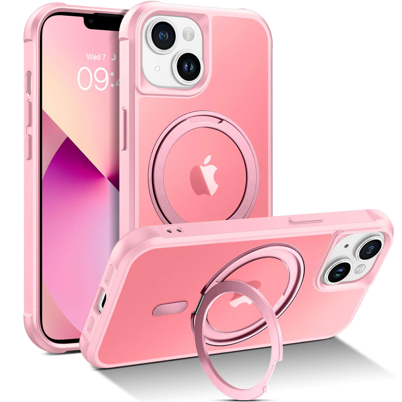 BENTOBEN for iPhone 13 Phone Case, iPhone 14 Magnetic Case [Compatible with MagSafe] Rotatable Ring Holder Kickstand Design Shoc