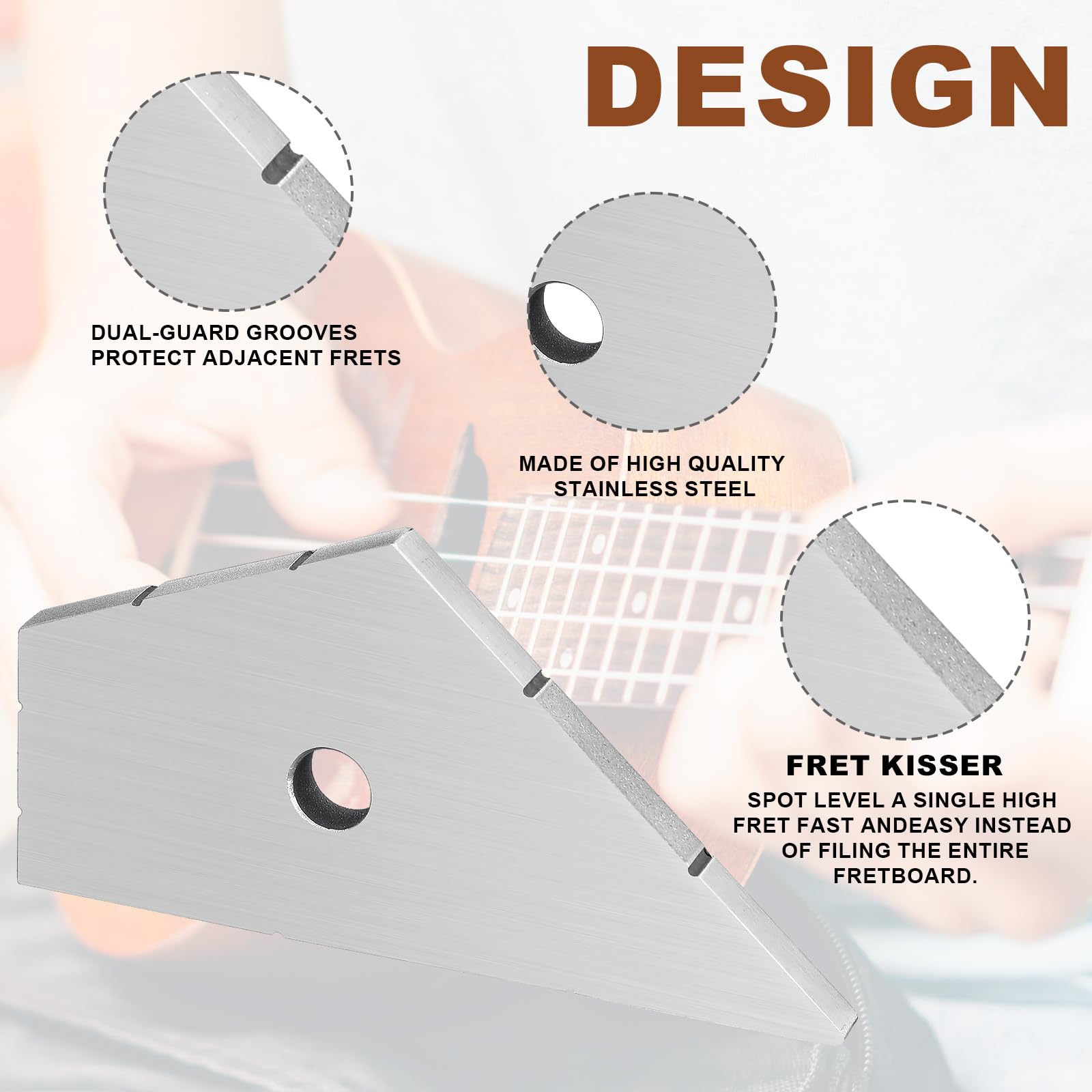 Boao Fret Kisser Guitar Fret Spot Leveling Tool Stainless Steel Luthier Tool For Guitar & Bass Repair