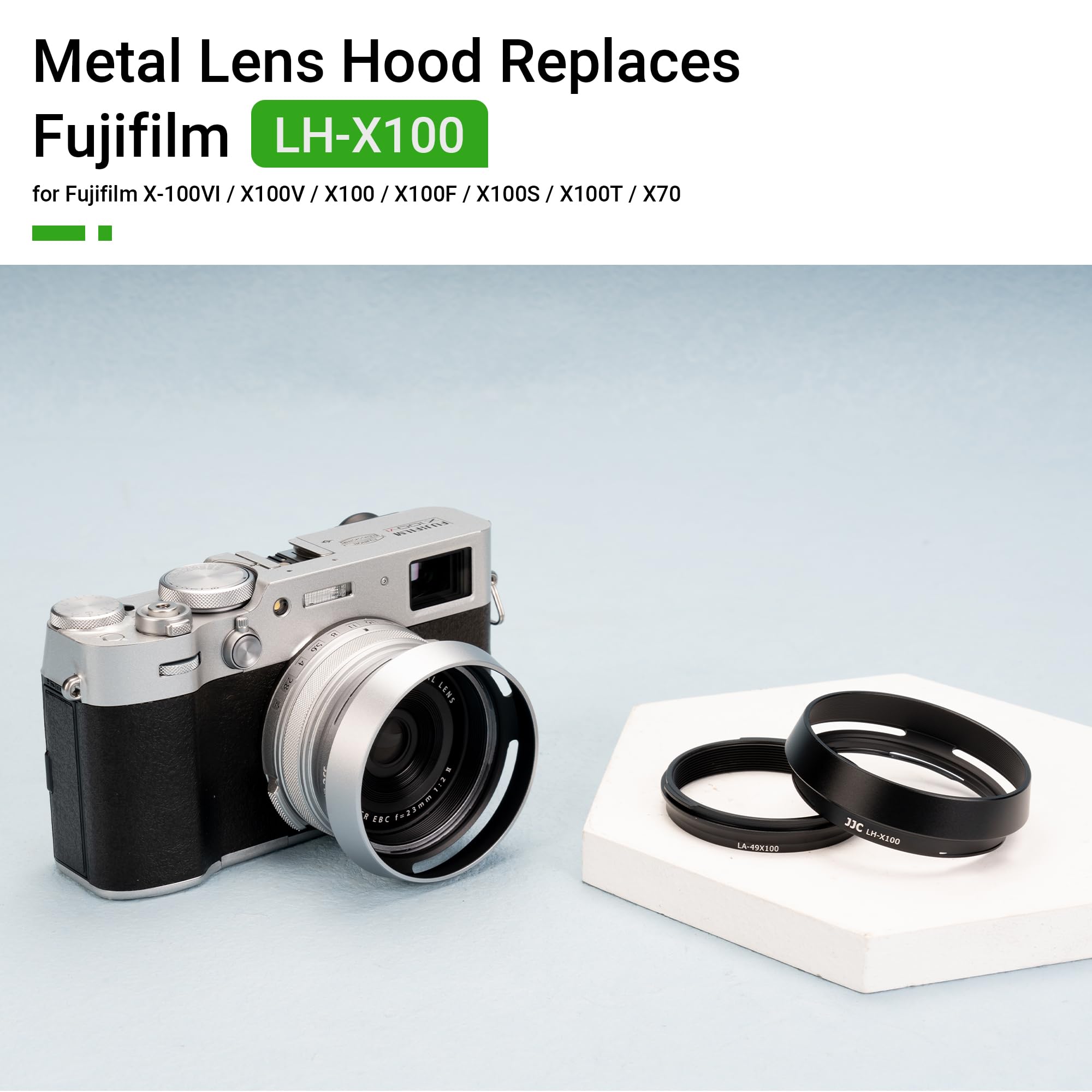 Jjc Lens Hood For Fujifilm Fuji X100 X100Vi X100V X100F X100S X100T X70 Cameras With 49Mm Adapter Ring Replaces Fujifilm Lh X100