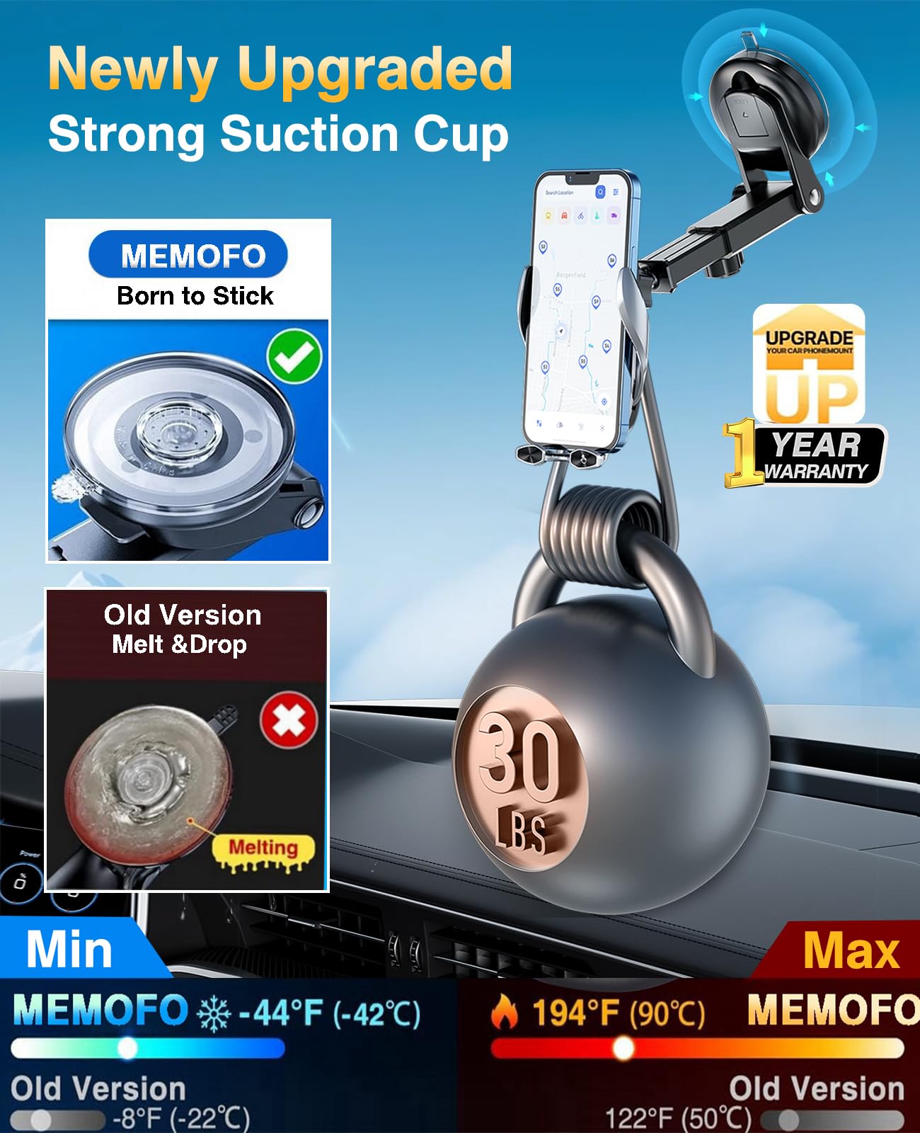 Wireless Car Charger Mount,Memofo 15W Fast Car Phone Holder Mount Wireless Charging Auto-Clamping, For Iphone 14 13 12 11 Pro Ma