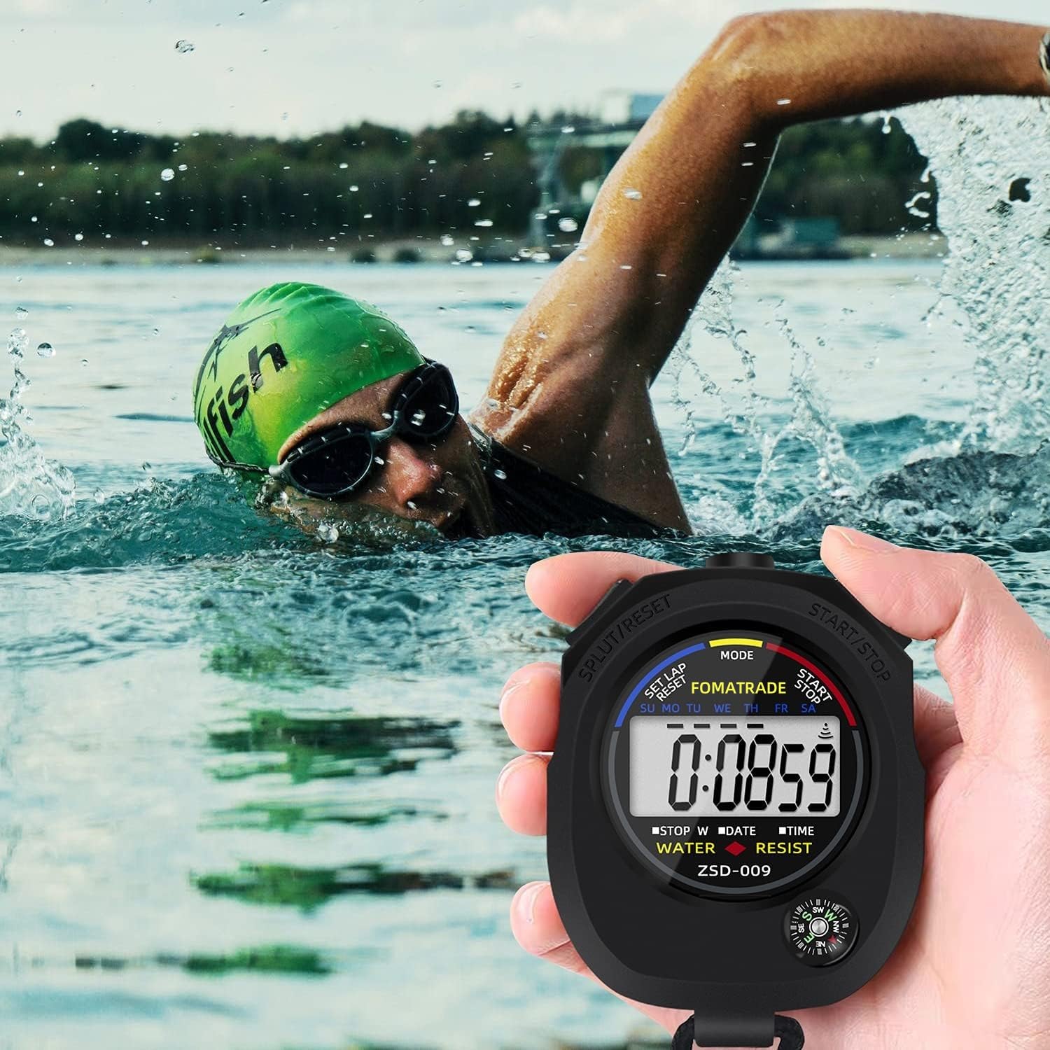Fomatrade Waterproof Stopwatch,Digital Stopwatch Timer,Sport Stop Watch,Interval Timer With Large Display (6)