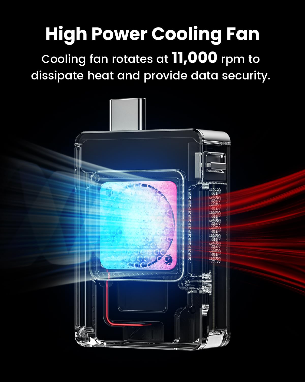 Sharge Disk M.2 Nvme Ssd Enclosure With Active Cooling System, 10Gbps Usb C 3.2 Gen2, Enclosure Nvme Reader Supports M Keys And