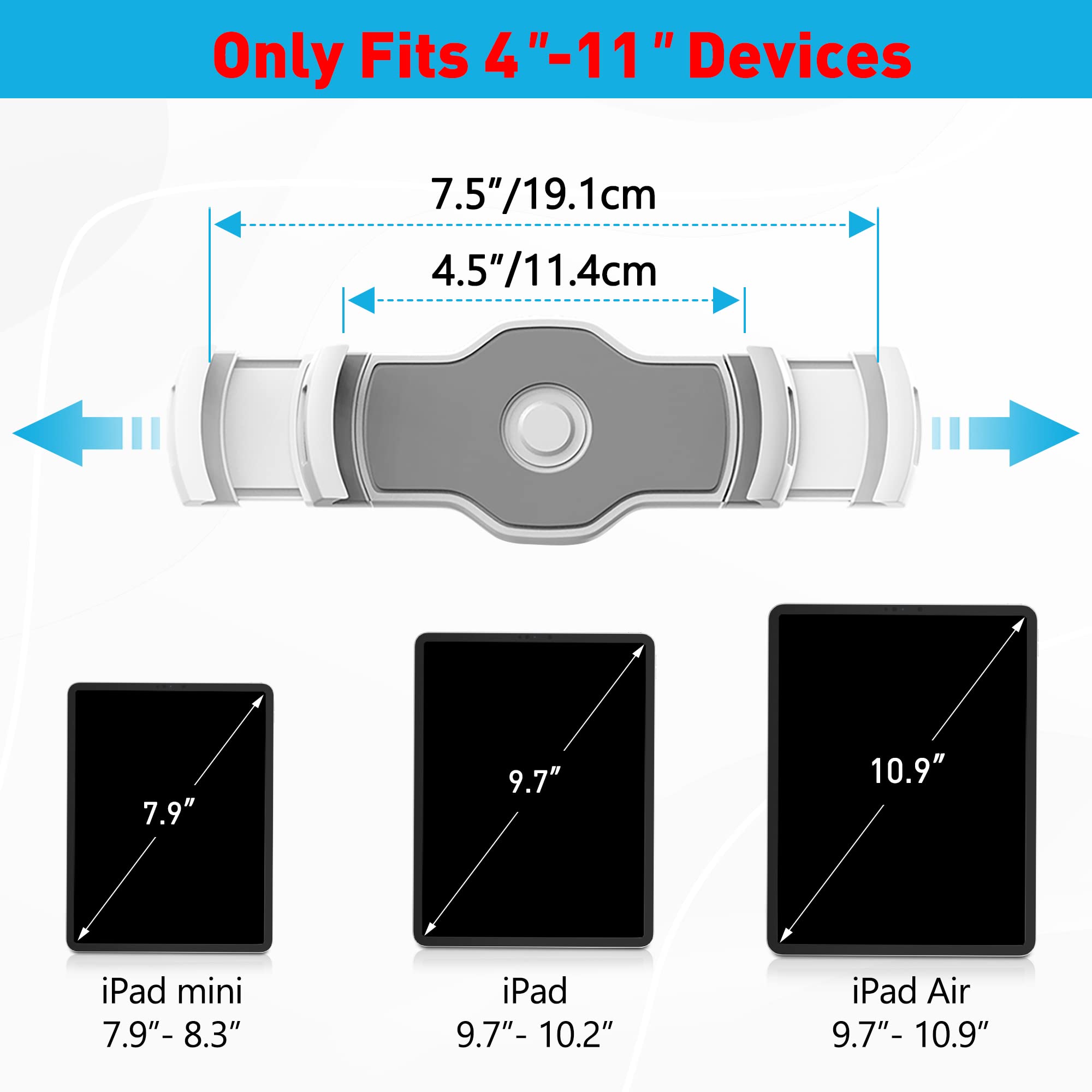 AboveTEK iPad Stand Holder, Multi Angle Adjustable Tablet Stand, 360� Swivel iPad Stand Aluminum Desk Mount Fits 4� 11'(Diagonal) iPad/Mini/Air/Pro for Business Kiosk Office � White