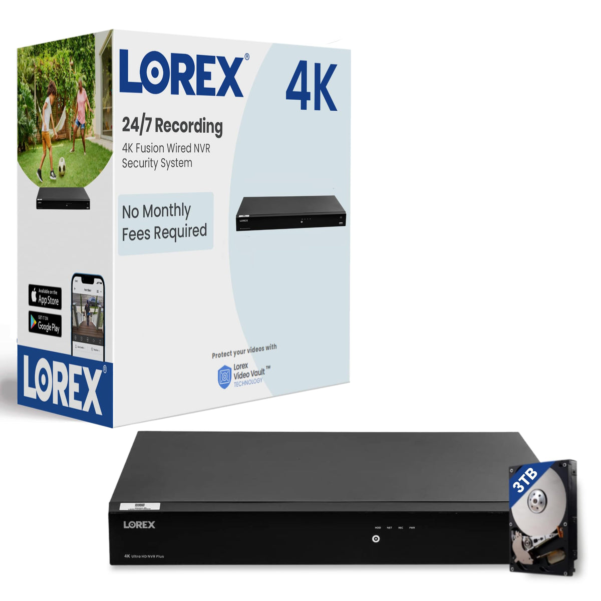 Lorex 4K 16 Camera Capable (Wired/Fusion Wifi) 3Tb Nvr System - Wired + Wireless Connectivity Capability, Remote Viewing, Local Storage & No Fees – Added Protection To Lorex Security Cameras