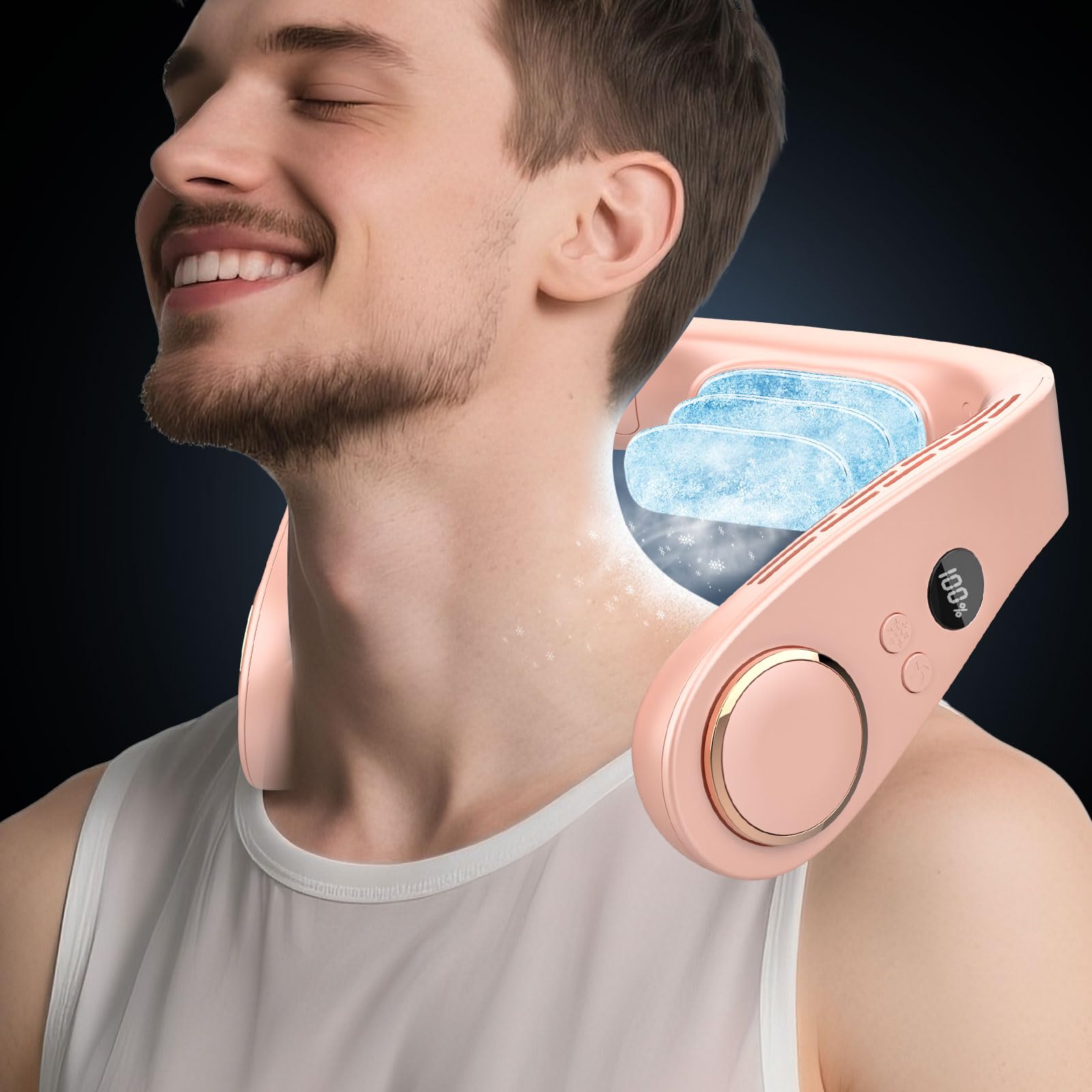 Neck Fans that Blow Cold Air,Neck Air Conditioner Rechargeable Battery Powered Neck Fan,Cordless Leafless Quiet Face Portable Fa