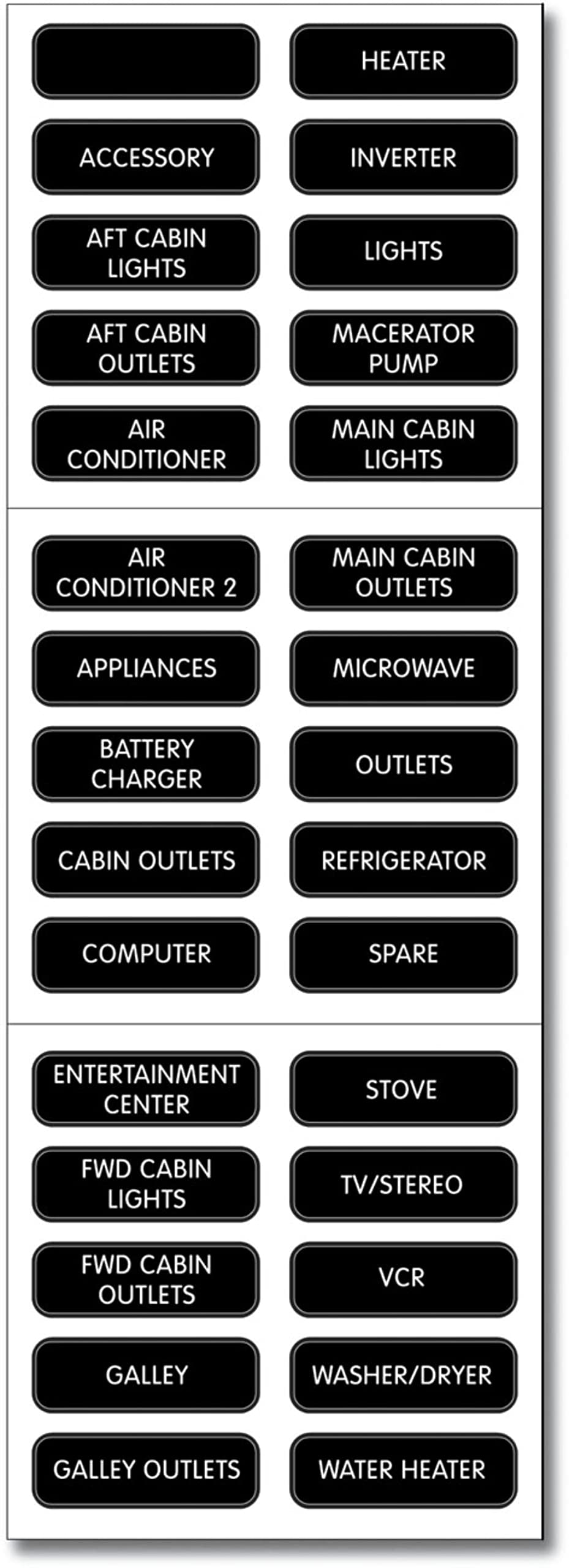 Label Kit, Ac Panel, 30 Basic Labels