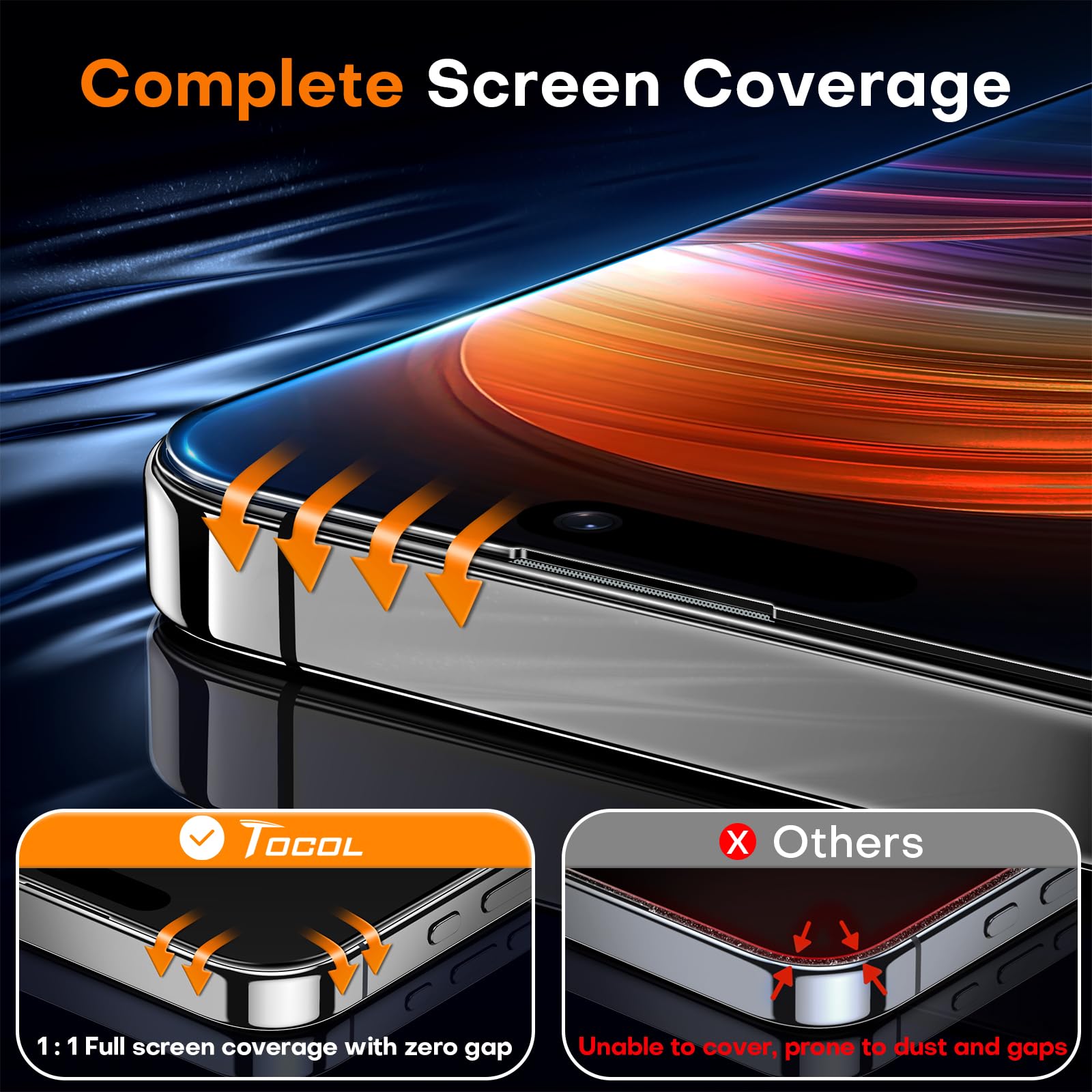 Tocol For Iphone 16 Plus 15 Plus Privacy Screen Protector [True 25Anti Spy], [9H+ Hardness] Tempered Glass Full Coverage Screen