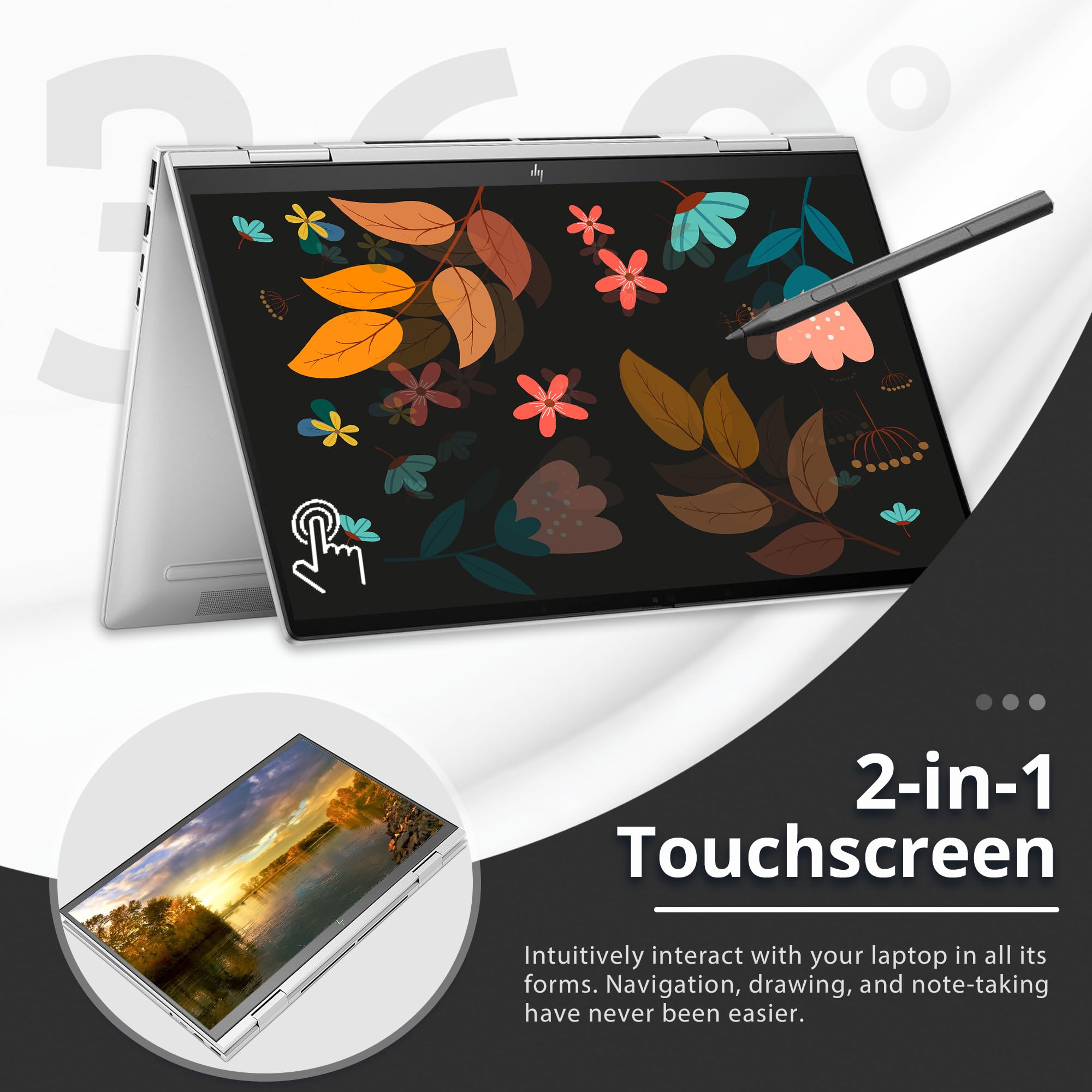 Hp Envy X360 2-In-1 15.6'' Fhd Touchscreen Laptop, Intel I7-1355U, 16Gb Lpddr5 Ram, 512Gb Pcie Ssd, Intel Iris Xe Graphics, Back