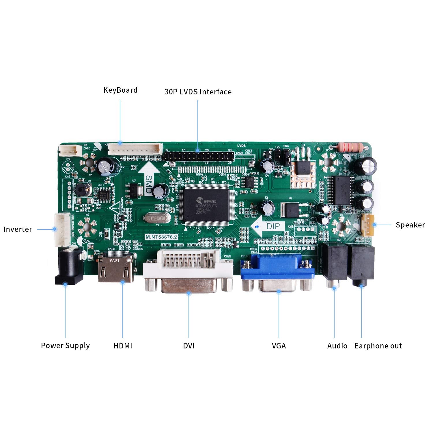 Geeekpi Nt68676 Hdmi+Vga+Dvi+Audio Input Lcd Controller Driver Board Or Hsd190Men4 M170En06 17'' 19'' 1280X1024 4Ccfl 30Pins Lcd