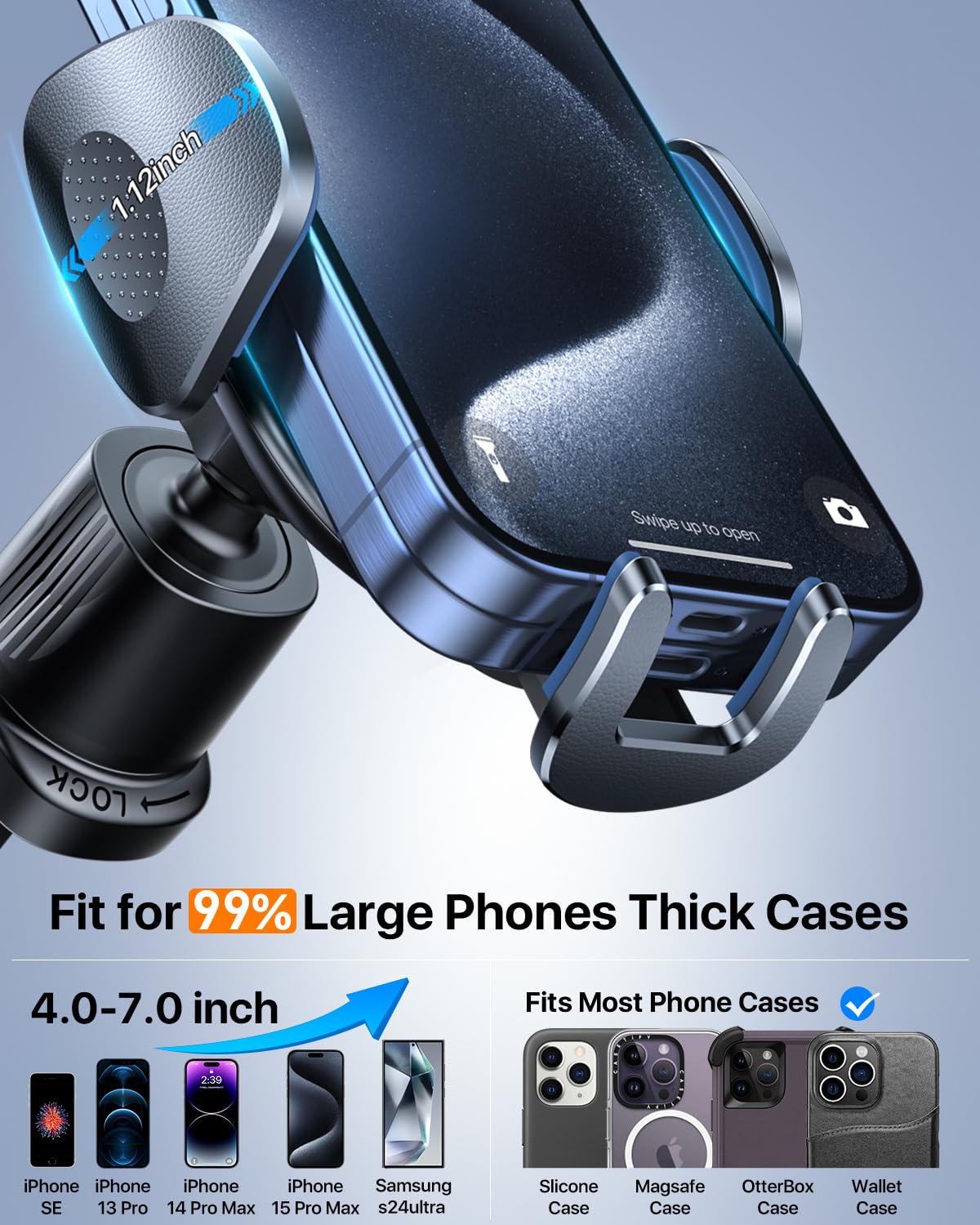 Yru Car Phone Holder [2025 Upgraded Metal Hook Clip], Phone Holders For Your Car [No Fear Of Bumps] Air Vent Phone Mount Widely