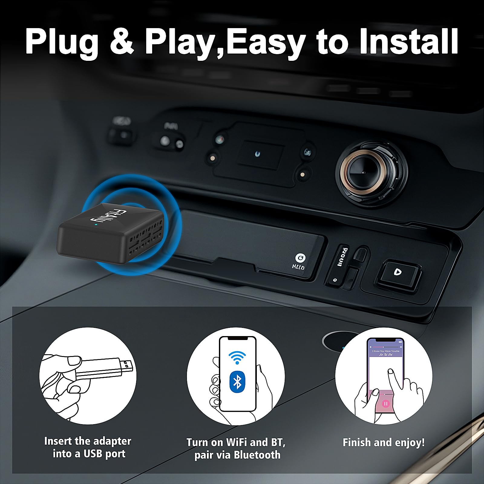 2 In 1 Wireless Carplay & Android Auto Adapter, Plug & Plug Auto Connect No Delay, Converts Wired To Wireless For Factory Wired