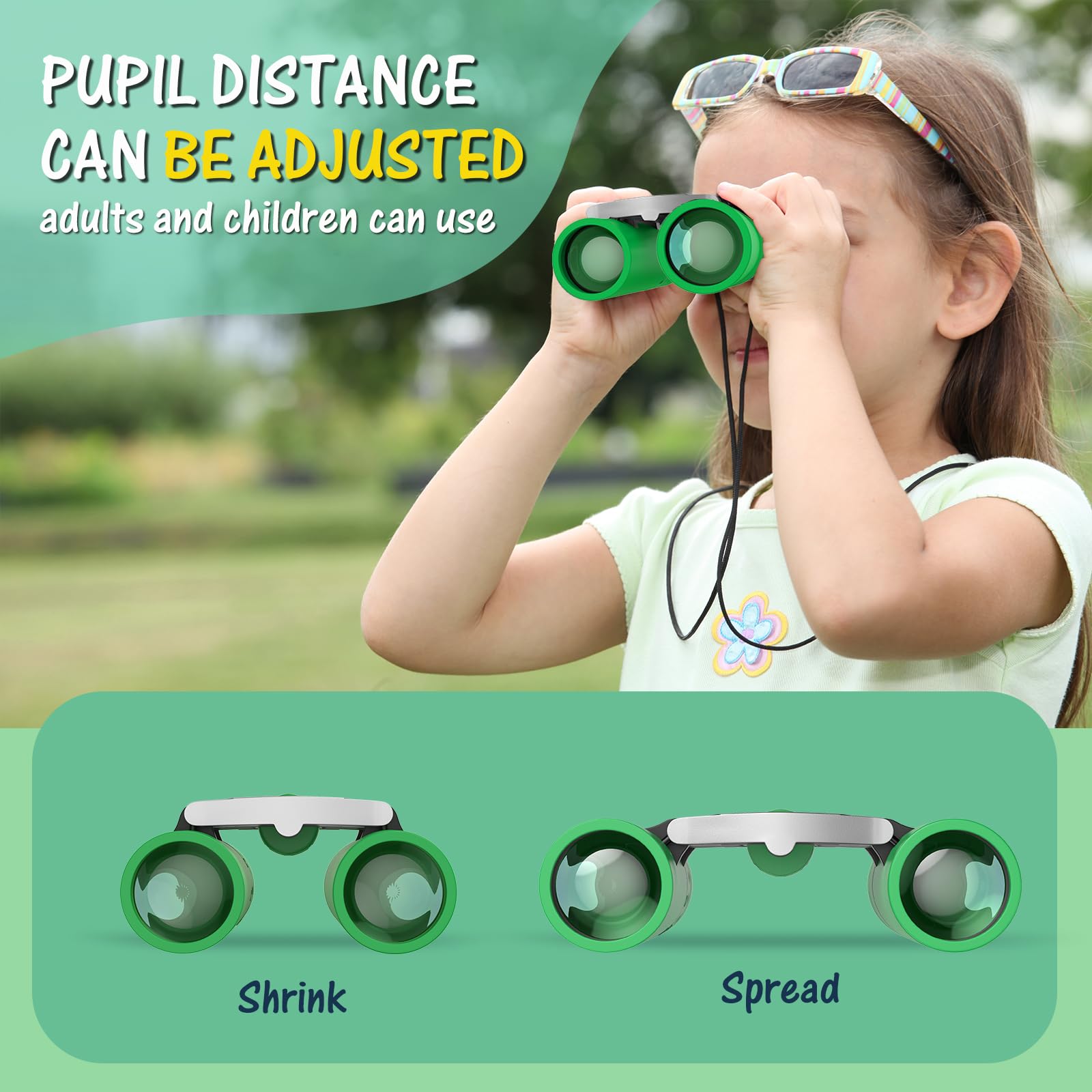 Uscamel Binoculars Kids And Adults, 8  21 Small Binocular, Waterproof Compact Binocular For Outdoor Use (Green)