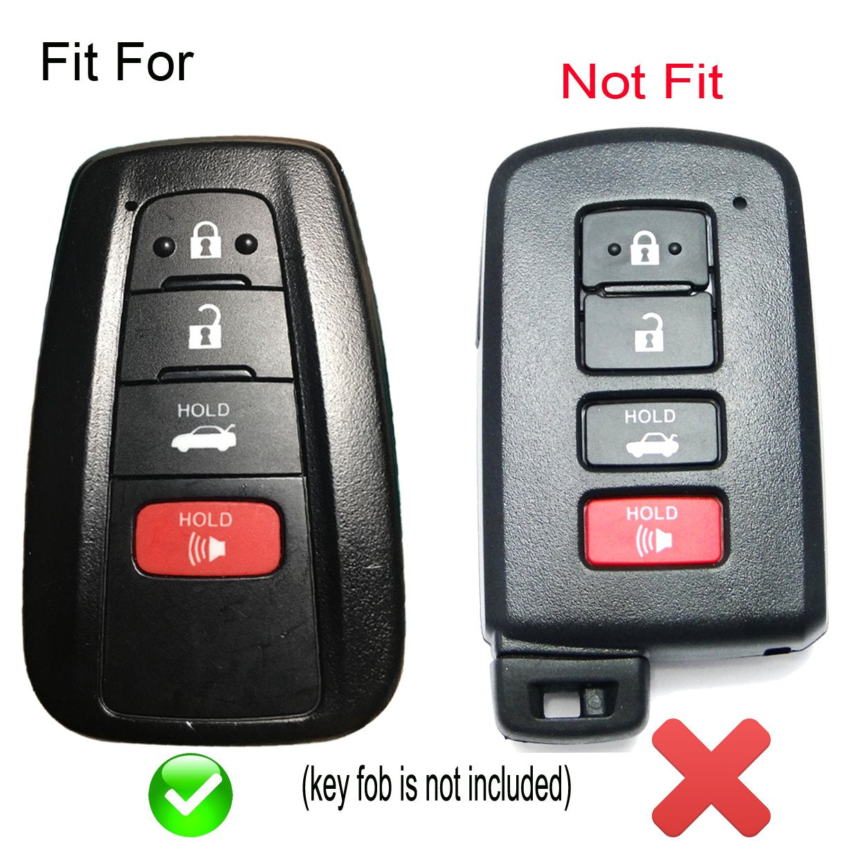Coolbestda 2Pcs 4 Buttons Key Cover Fob Skin Remote Case Keyless Entry Jacket Shell For 2019 2020 2021 Toyota Highlander Camry A