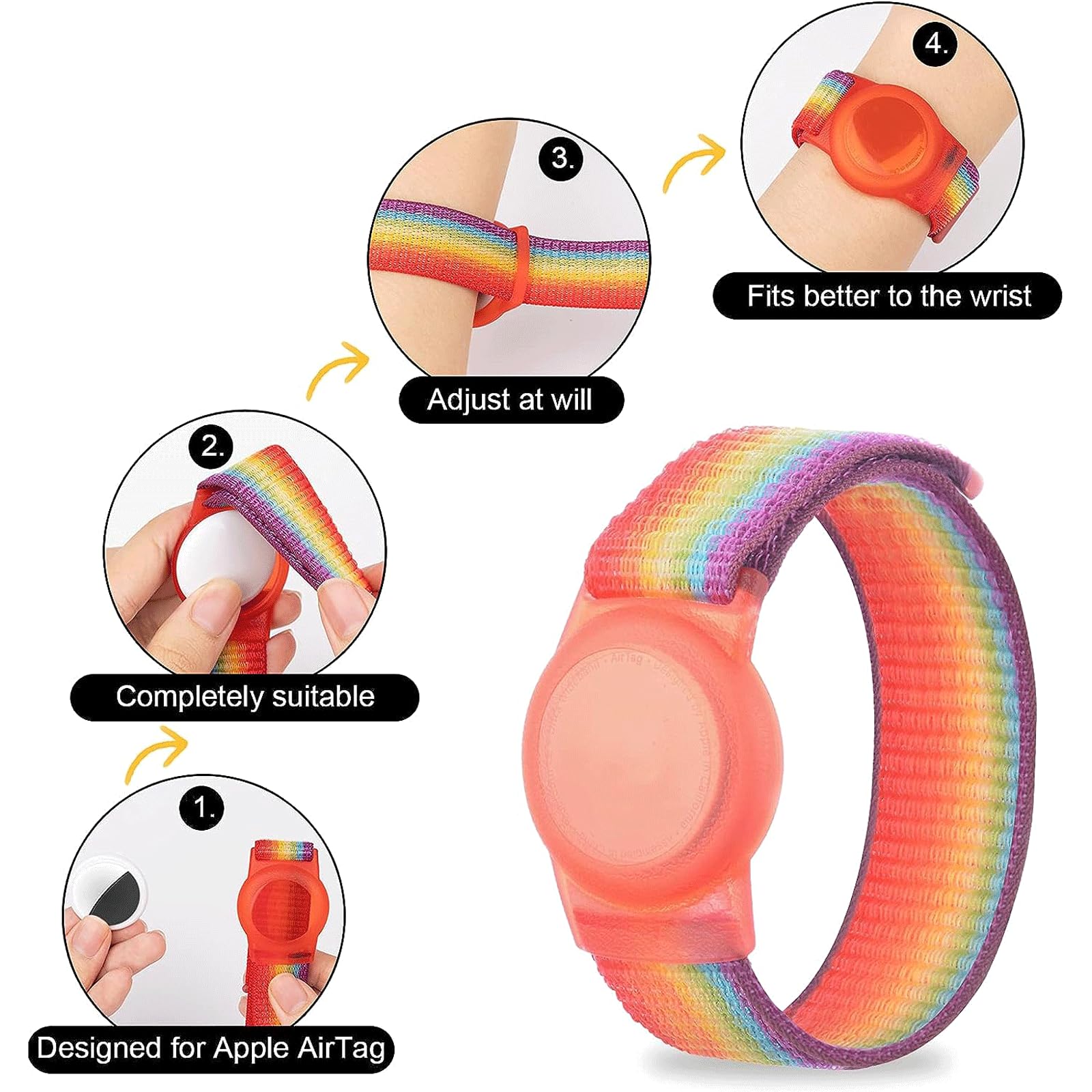 2 Pack Airtag Bracelet For Kids, Apple Air Tag Protective Cover With Nylon Wristband, Anti Lost Gps Trackers Case Cover Elastic