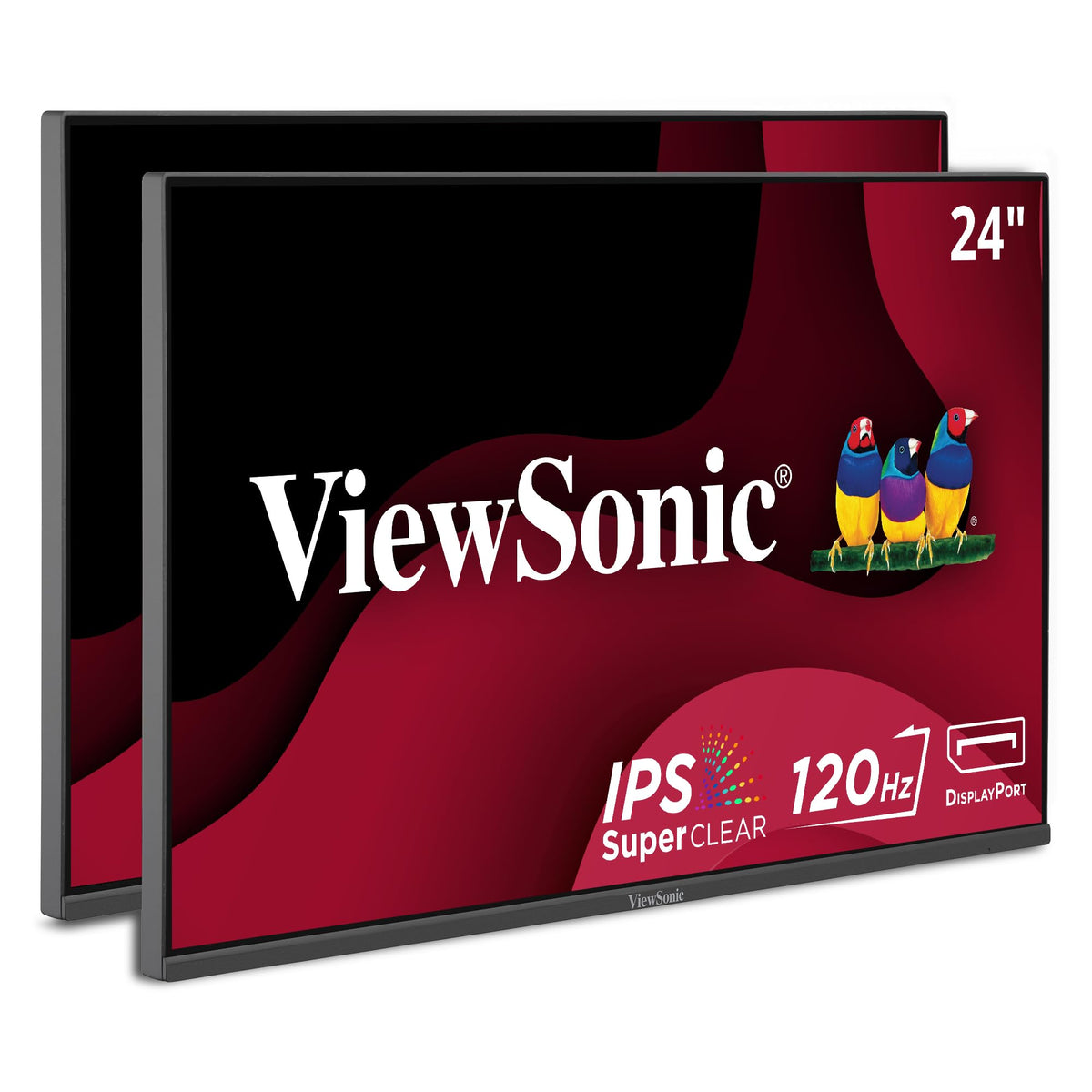 Viewsonic Va2456A Mhd_H2 Dual Monitor Pack Head Only 1080P Ips Frameless Monitors With 120Hz, Eye Care, Vesa Mountable, Hdmi, Di