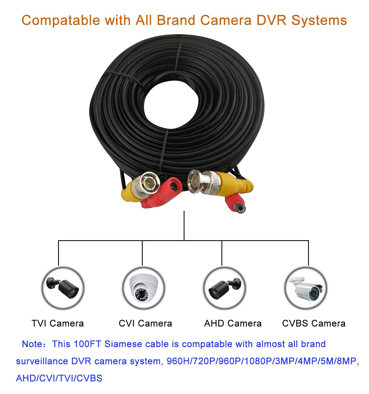 Bnc Cable Video Power All In One Extension Cable 60Ft Cctv Camera Wire With Bnc Rca Connectors For Security Camera Systems, Blac